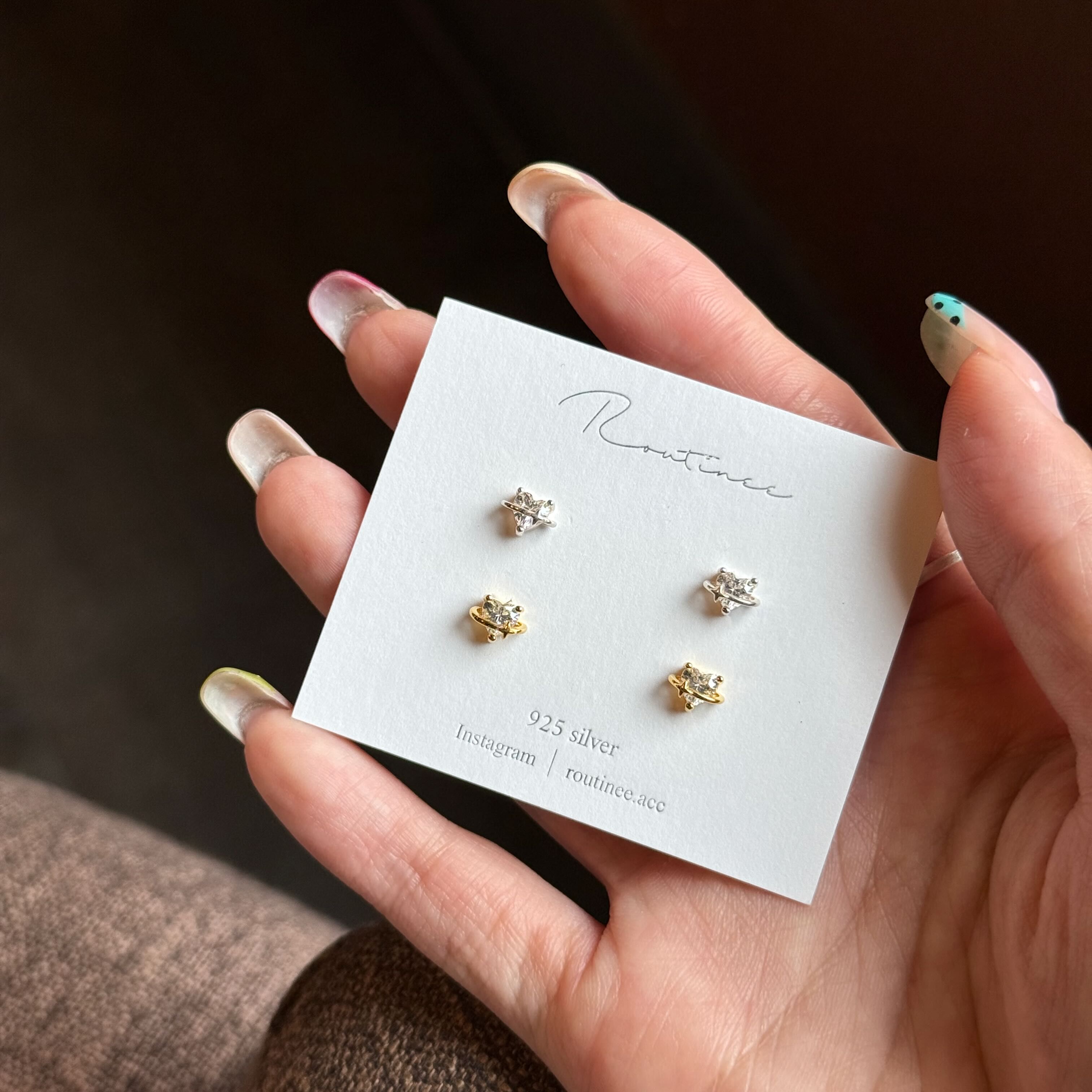 🇰🇷925 silver 愛心星球耳環｜2 color