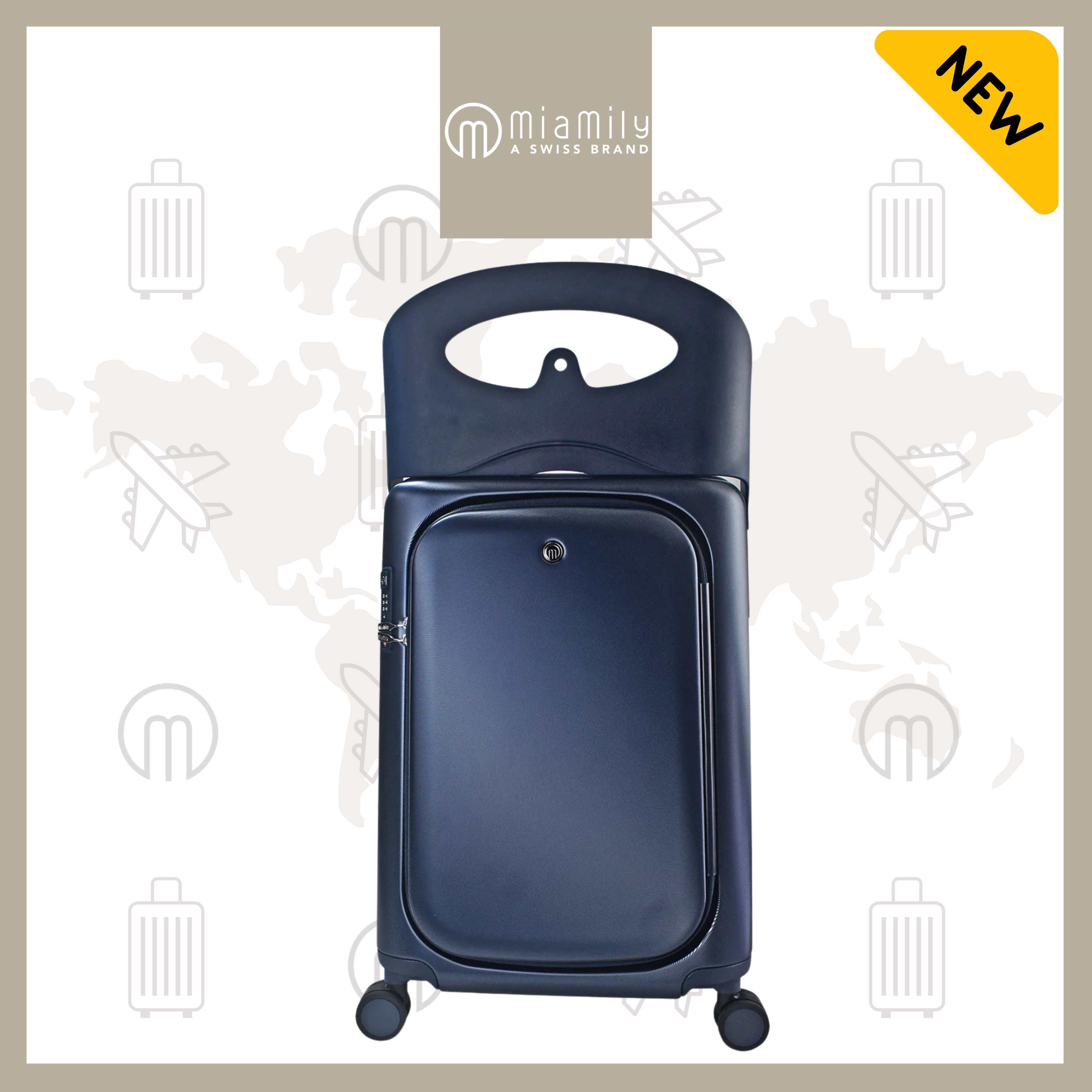 MiaMily 24" Check In Plus Luggage - Navy Blue