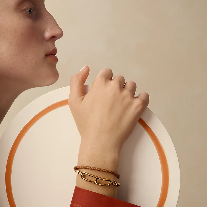 HERMES Roulis double tour bracelet GOLD F 手繩 金金