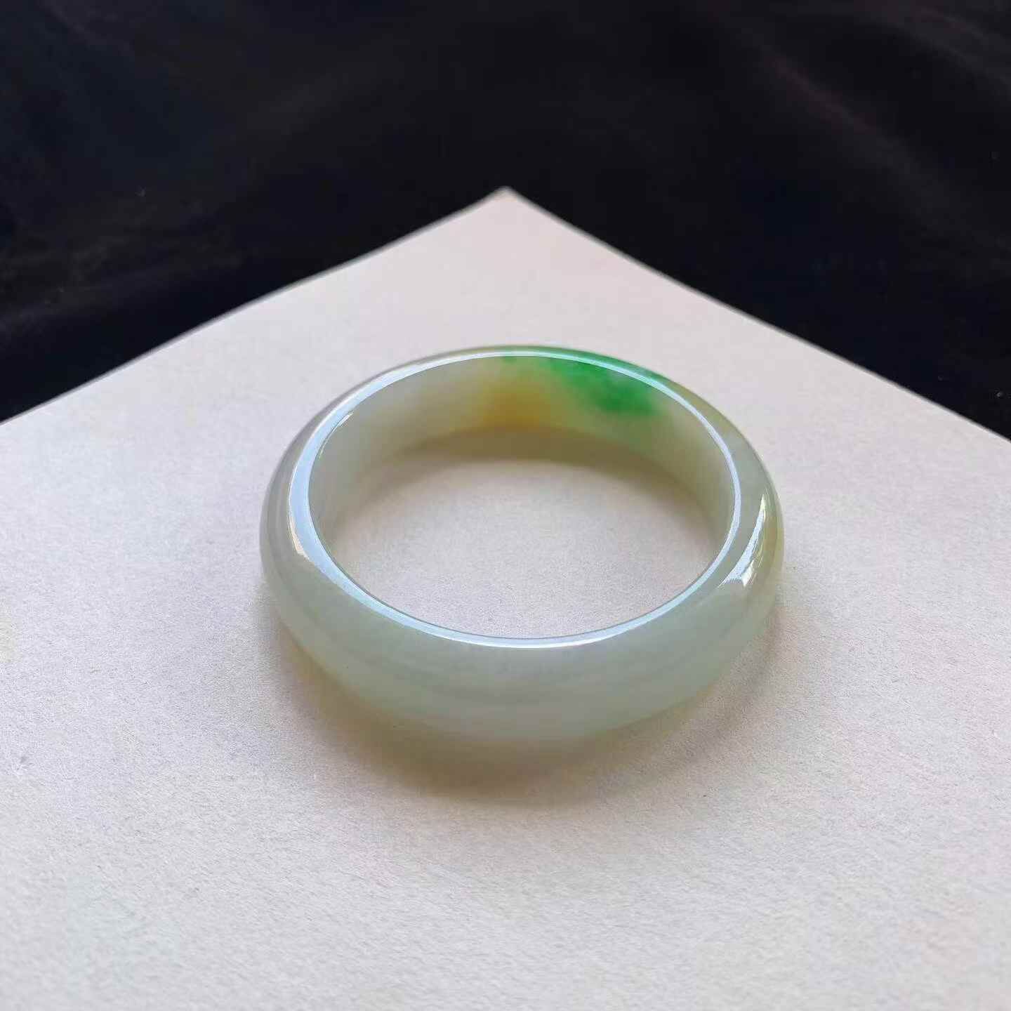 742348 52mm陽綠黃翡正圈翡翠手鐲 (50-52)