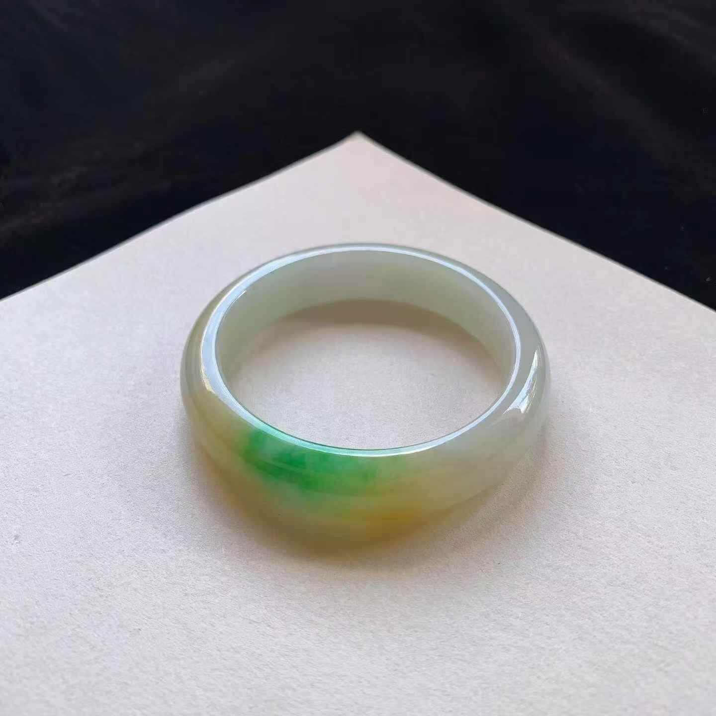 陽綠黃翡正圈翡翠手鐲,天然翡翠A玉, 緬甸玉, Jade, Jadeite