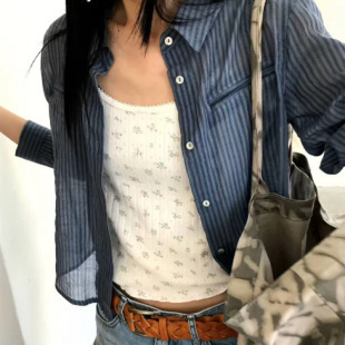 條紋薄襯衫(藍/灰)