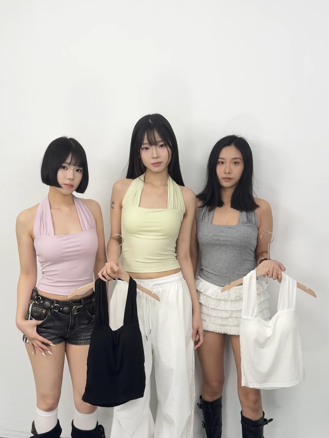 J58現貨繞脖綁帶方領胸墊上衣
