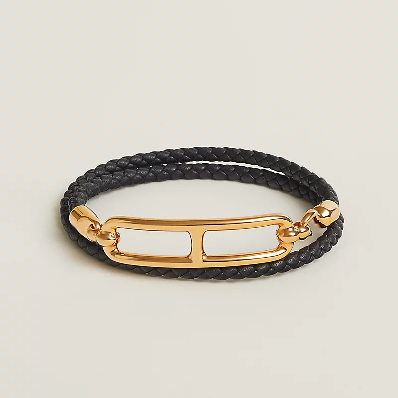 Hermes Roulis Double Tour bracelet NOIR F 豬鼻手繩 黑金
