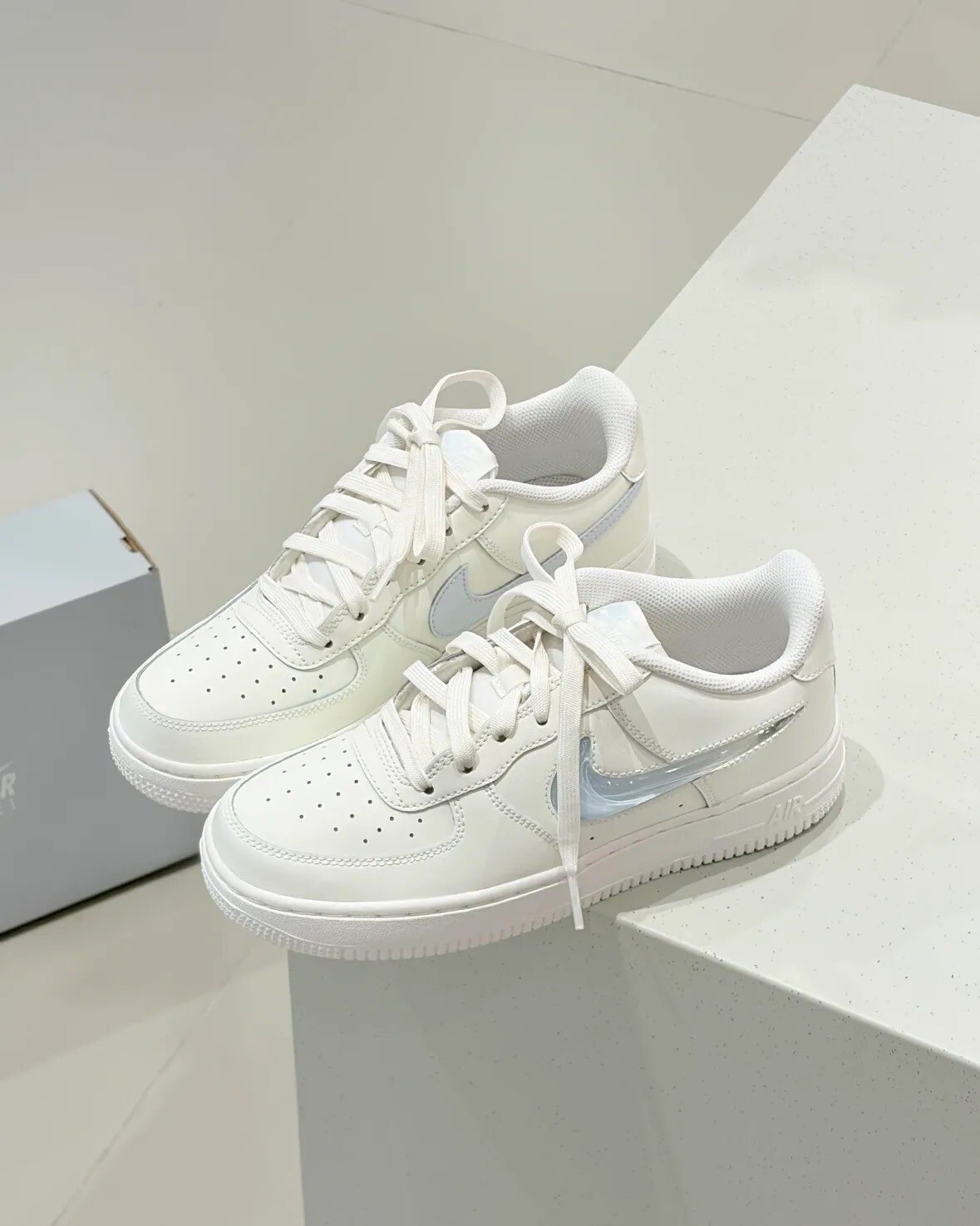 【Luxury】 Nike Air Force 1 GS AF1 果凍勾 立體勾 白藍 果凍勾勾FORCE 空軍1號 小白鞋 IR0595-101