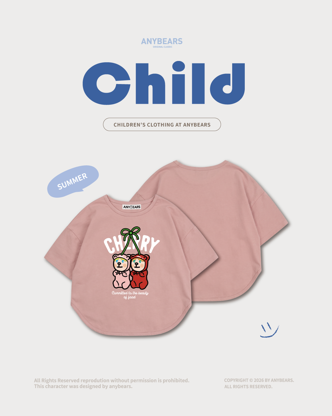ANYBEARS® Cherry Baby BEAR 櫻桃寶貝熊 兒童短版上衣