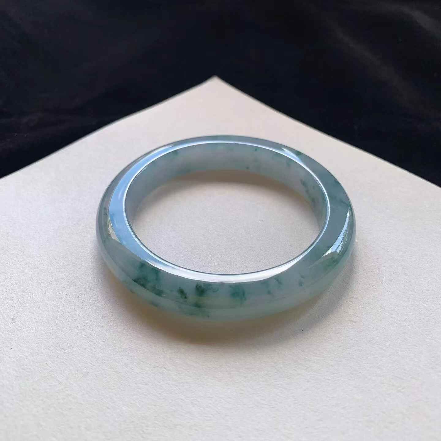 742349 58.6mm冰紫飄花正圈翡翠手鐲 (58-60)