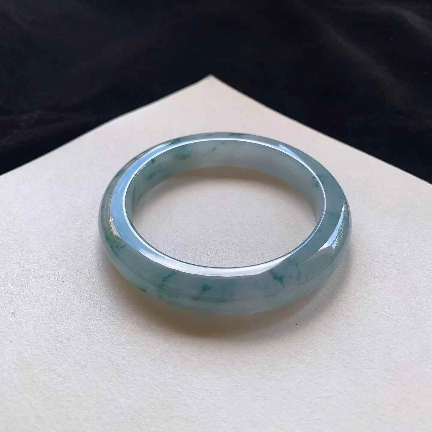 742349 58.6mm冰紫飄花正圈翡翠手鐲 (58-60)