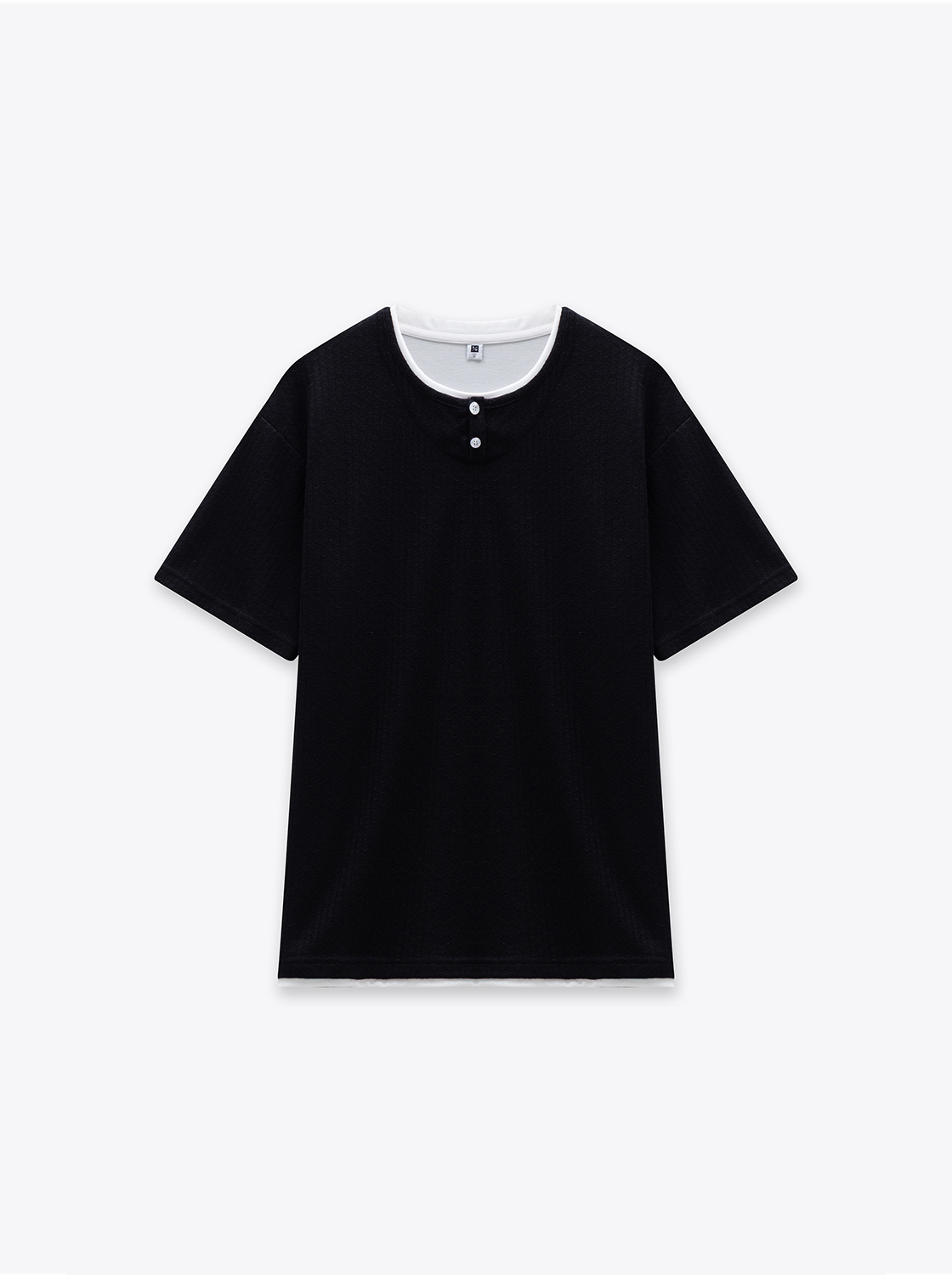肌理感開釦假兩件短TEE