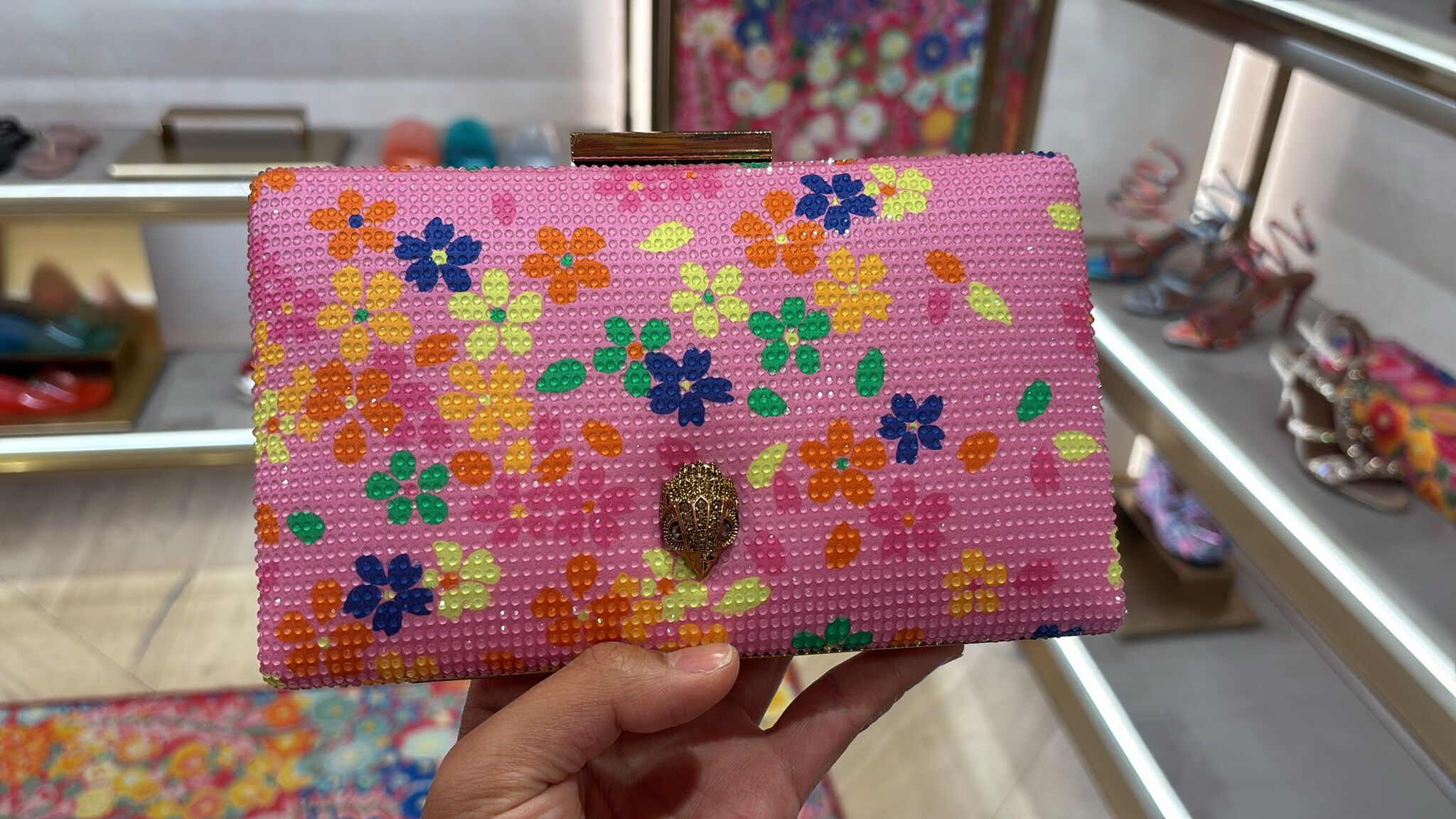 英國代購 KG Kurt Geiger KENSINGTON BOX CLUTCH PINK COMB