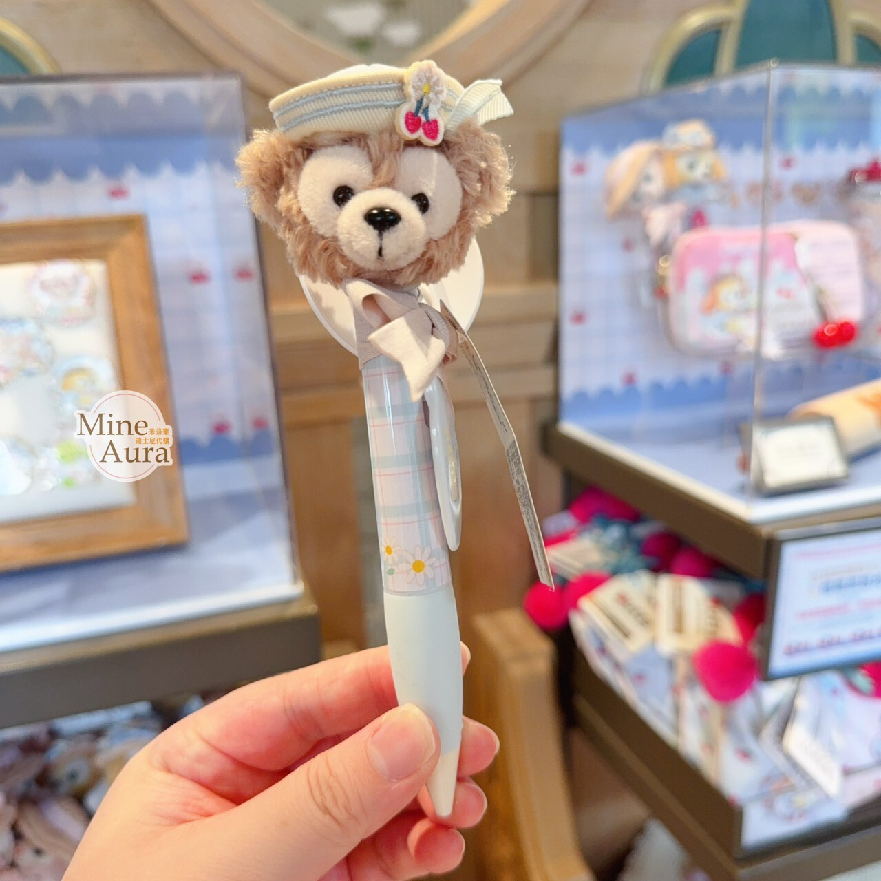 達菲 Duffy 與好友們 櫻桃烘焙系列 達菲 Duffy 絨毛大頭 搖頭 圓珠筆 -上海迪士尼樂園