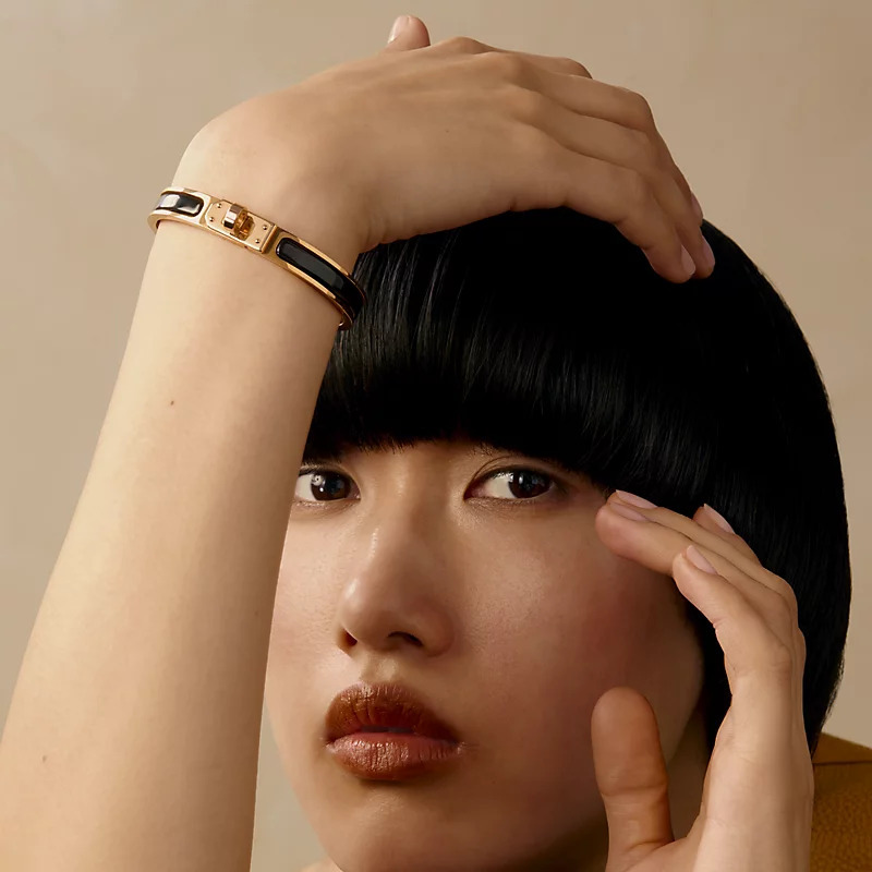 HERMES MINI CLIC KELLY  bracelet  NOIR FO PM 黑拼玫瑰金扣
