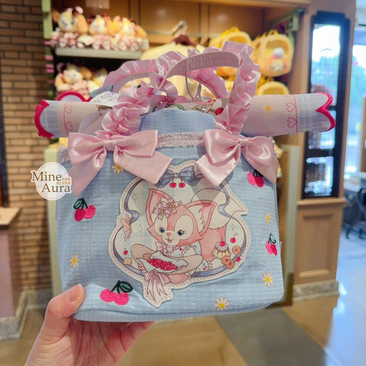 達菲 Duffy 與好友們 櫻桃烘焙系列 午餐袋 + 餐墊 組 -上海迪士尼樂園