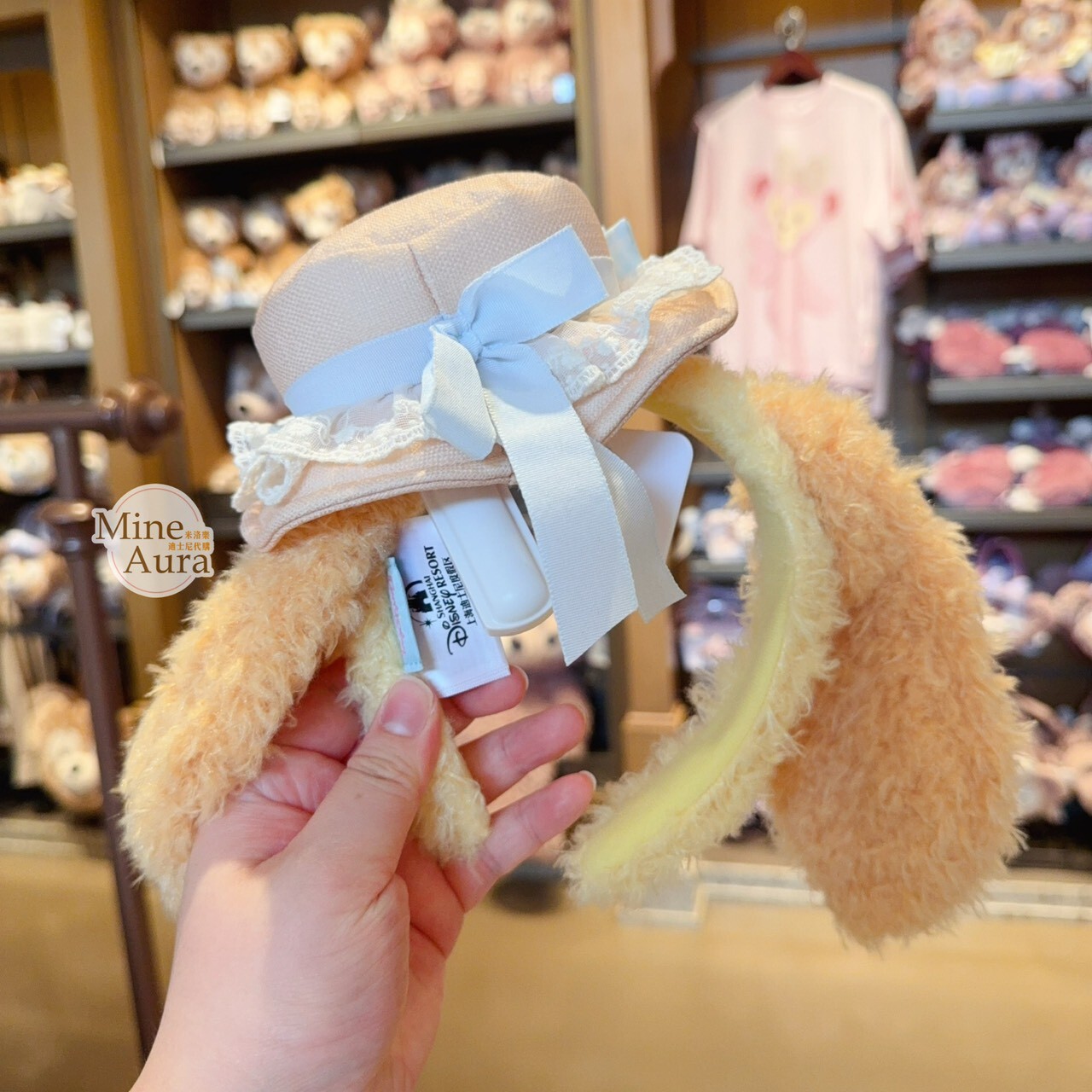 達菲 Duffy 與好友們 櫻桃烘焙系列 可琦安 餅乾 CookieAnn 絨毛 立體耳朵 造型 髮圈 髮箍 -上海迪士尼樂園