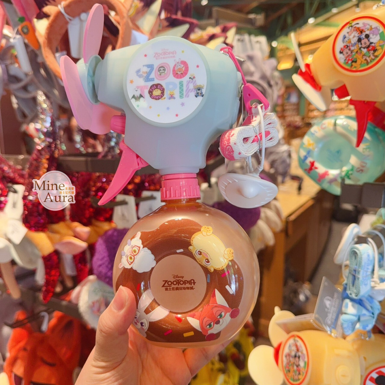 動物方城市 Zootopia 甜甜圈 圖案 噴霧 隨身 風扇 -上海迪士尼樂園