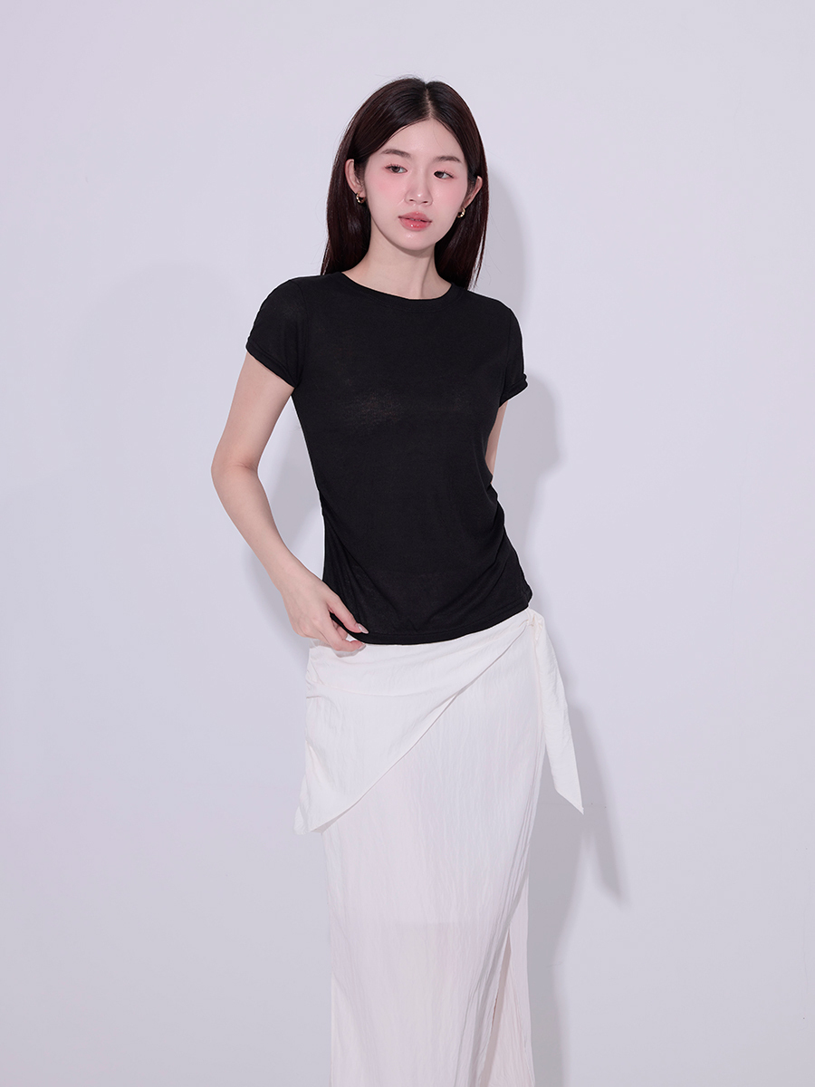 SALE 800 OH!HER 層次後鬆緊開衩棉裙