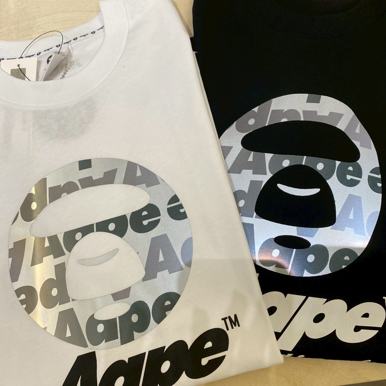 Aape 圓形底紋猿人頭短T M1639XXQ