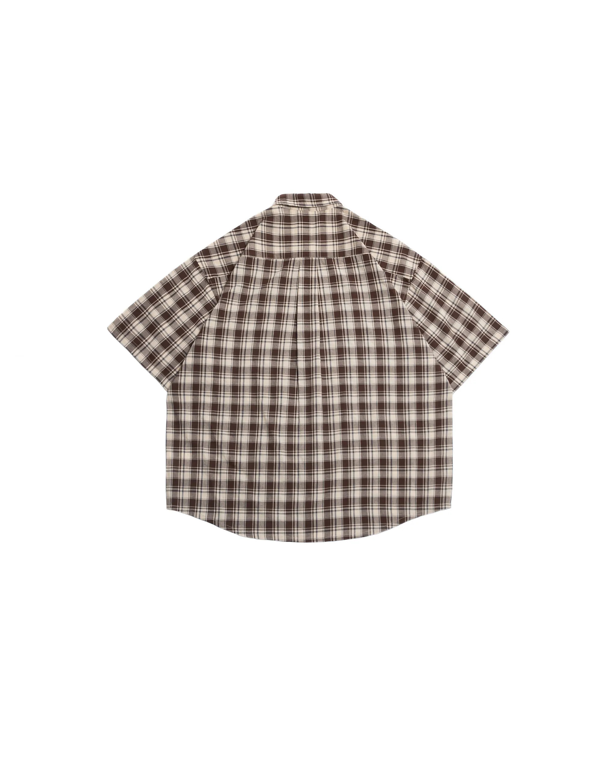 PERSEVERE LOOSE-FIT POCKET SHIRT - BROWN PLAID