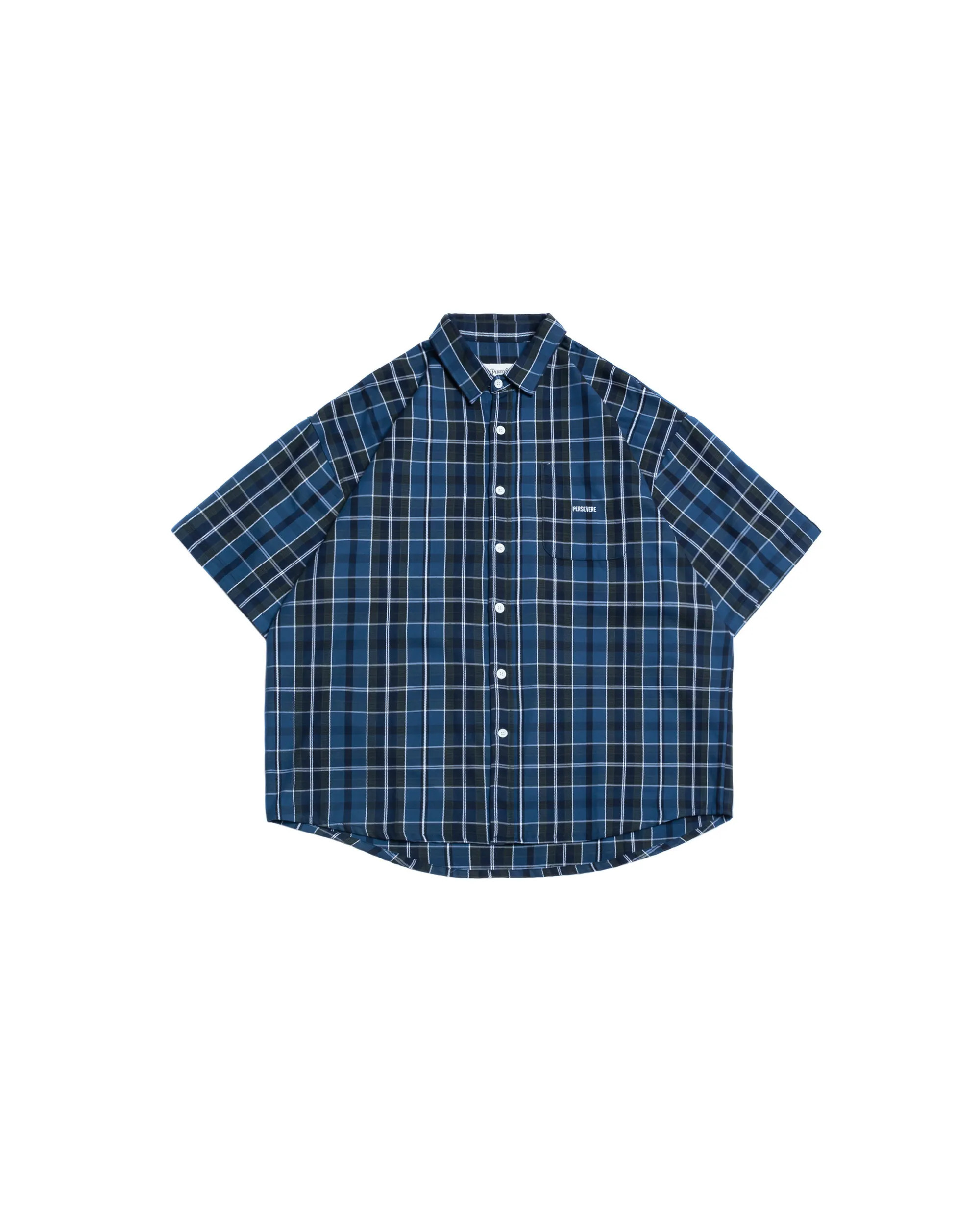 PERSEVERE LOOSE-FIT POCKET SHIRT - BLUE PLAID