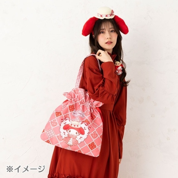 日版Sanrio My Melody 生日復古風系列 手提束繩袋