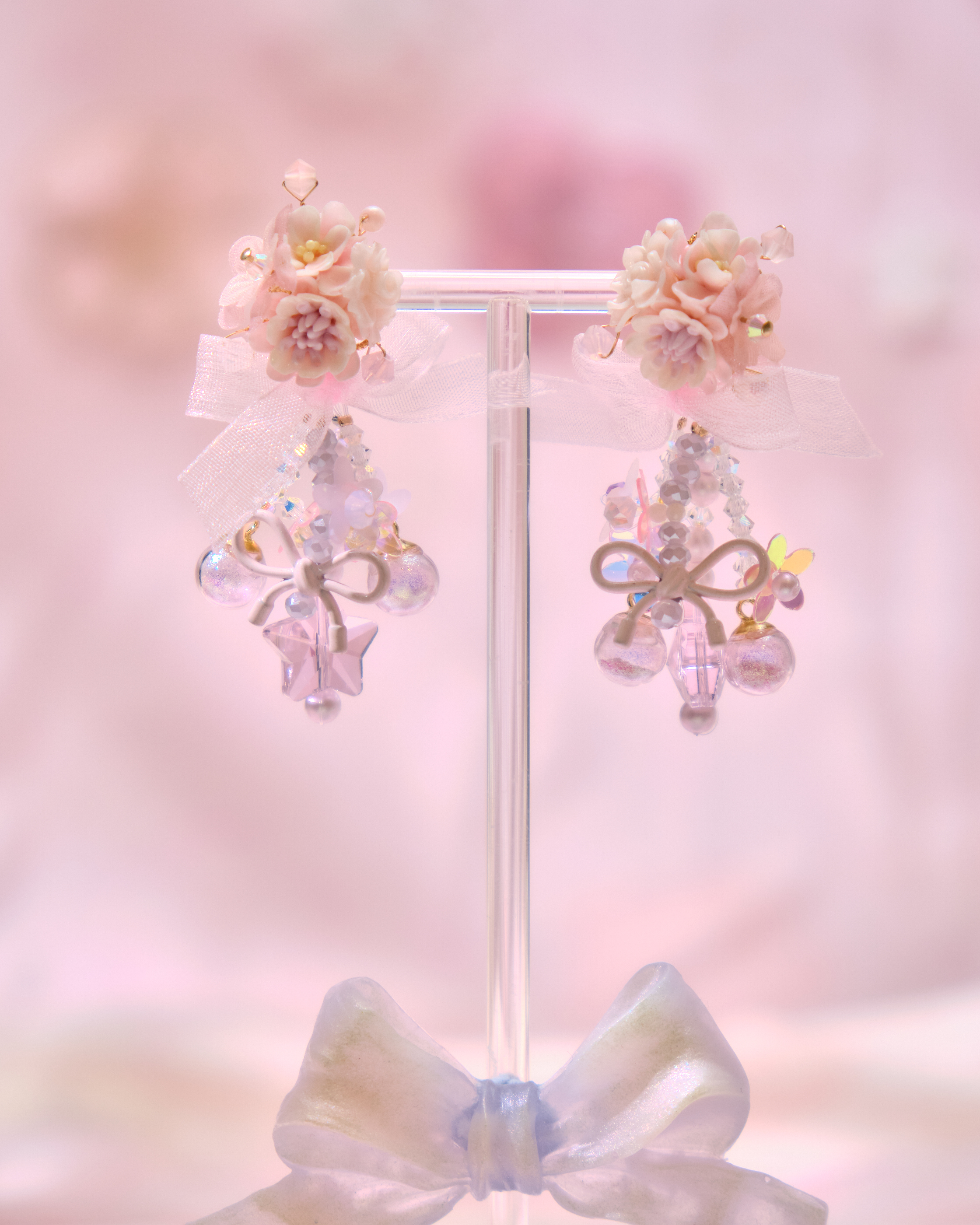 13731 Pastel Bow & Floral Earrings