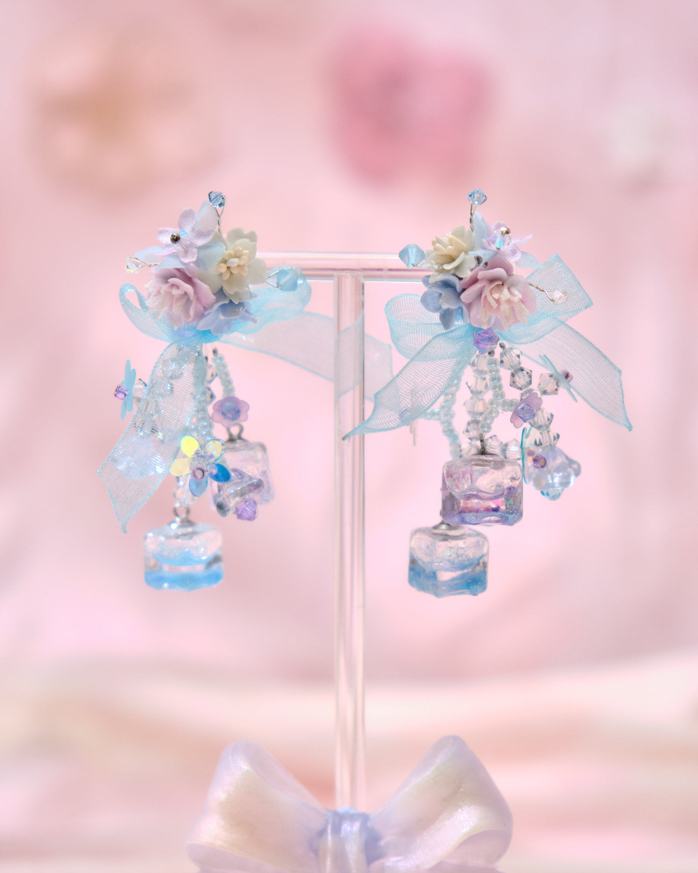 13730 Pastel Bow & Floral Earrings