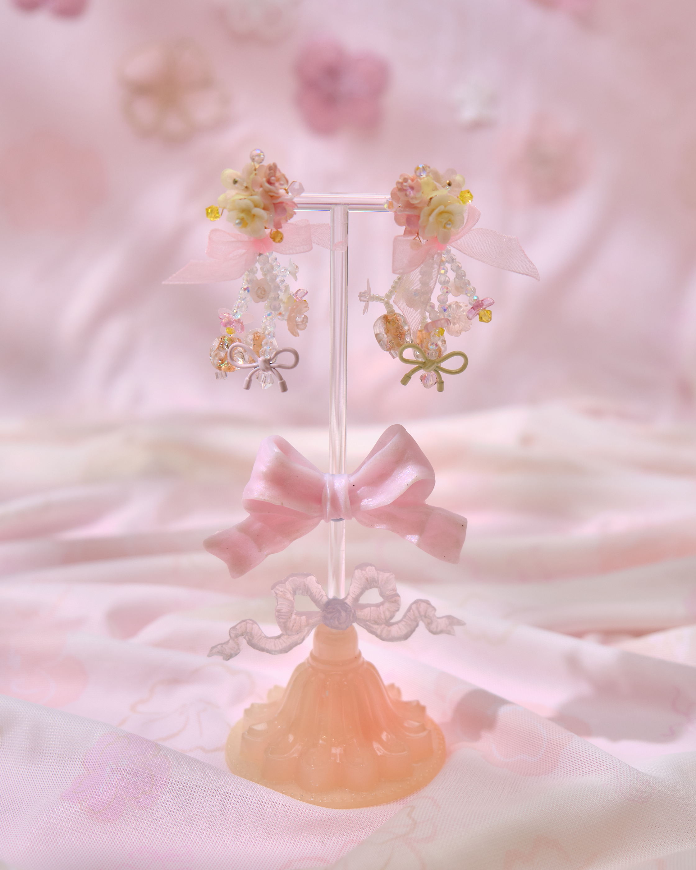 13729 Pastel Bow & Floral Earrings