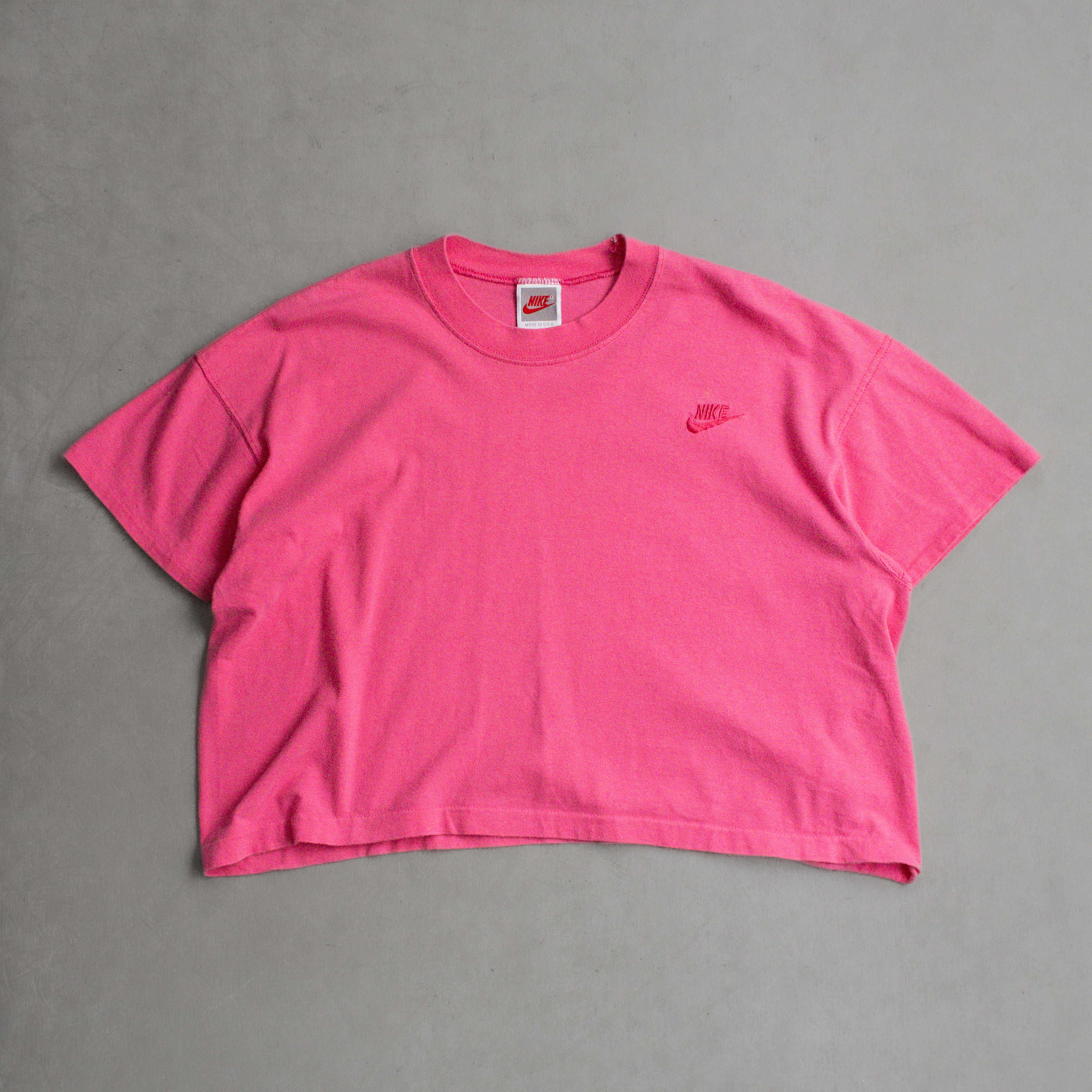 80-90S NIKE CROPPED TEE 美國製 粉紅色 刺繡 短版 T恤