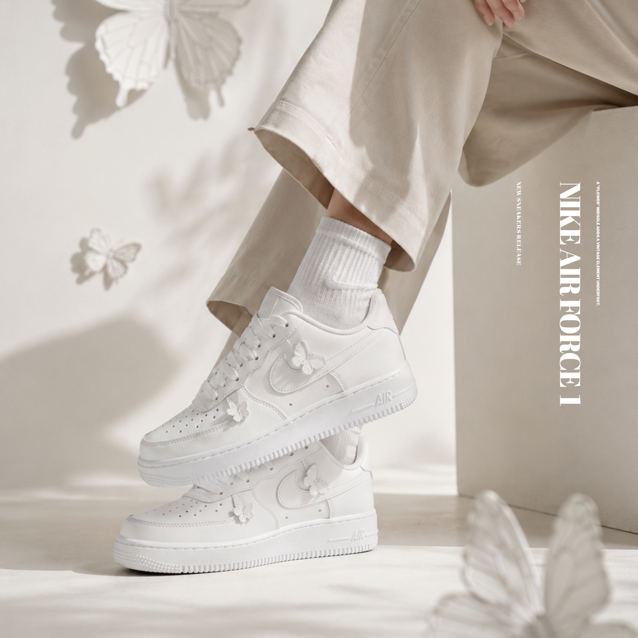 NICEDAY 代購 Nike Air Force 1 Low 蝴蝶 蝴蝶忍 白 全白 復古 女款 IH4480-100