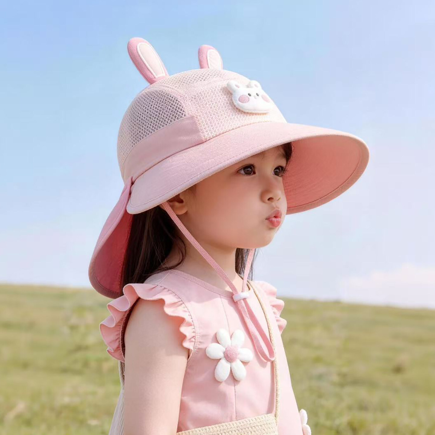 任選兩件$300【H1061】夏季透氣雙簷防曬漁夫帽(2-6Y)