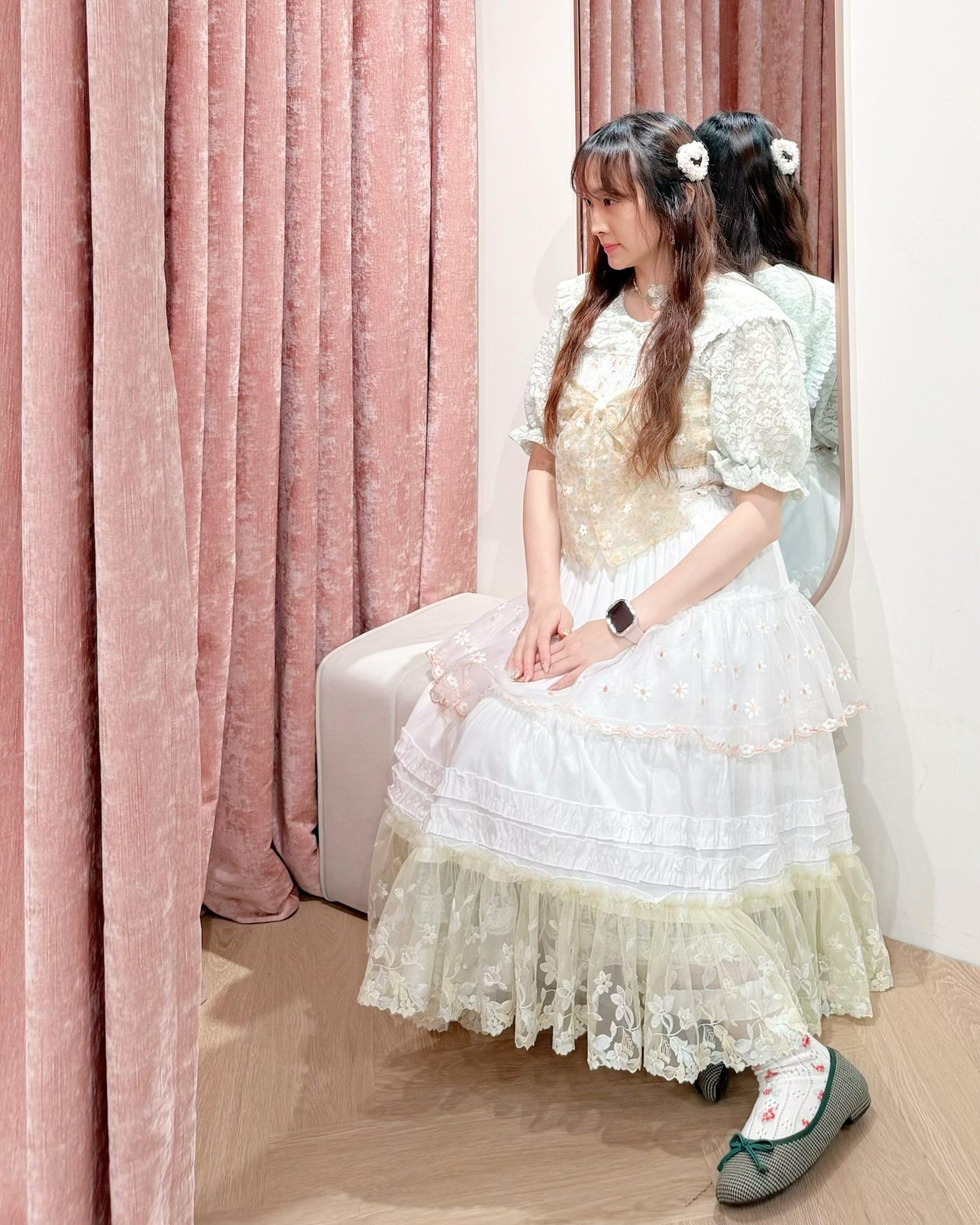 13868 Ribbon Bow Camisole & Knee-Length Skirt Duo Set