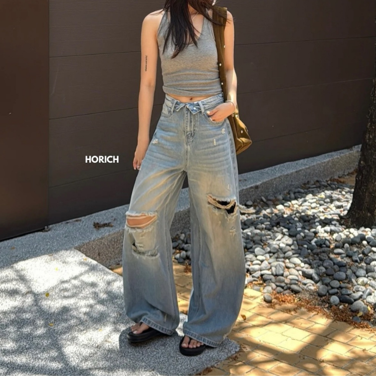 𝗝𝘂𝗹.𝟮𝟭/T1097-翻邊彎刀褲-S-XL-淺藍