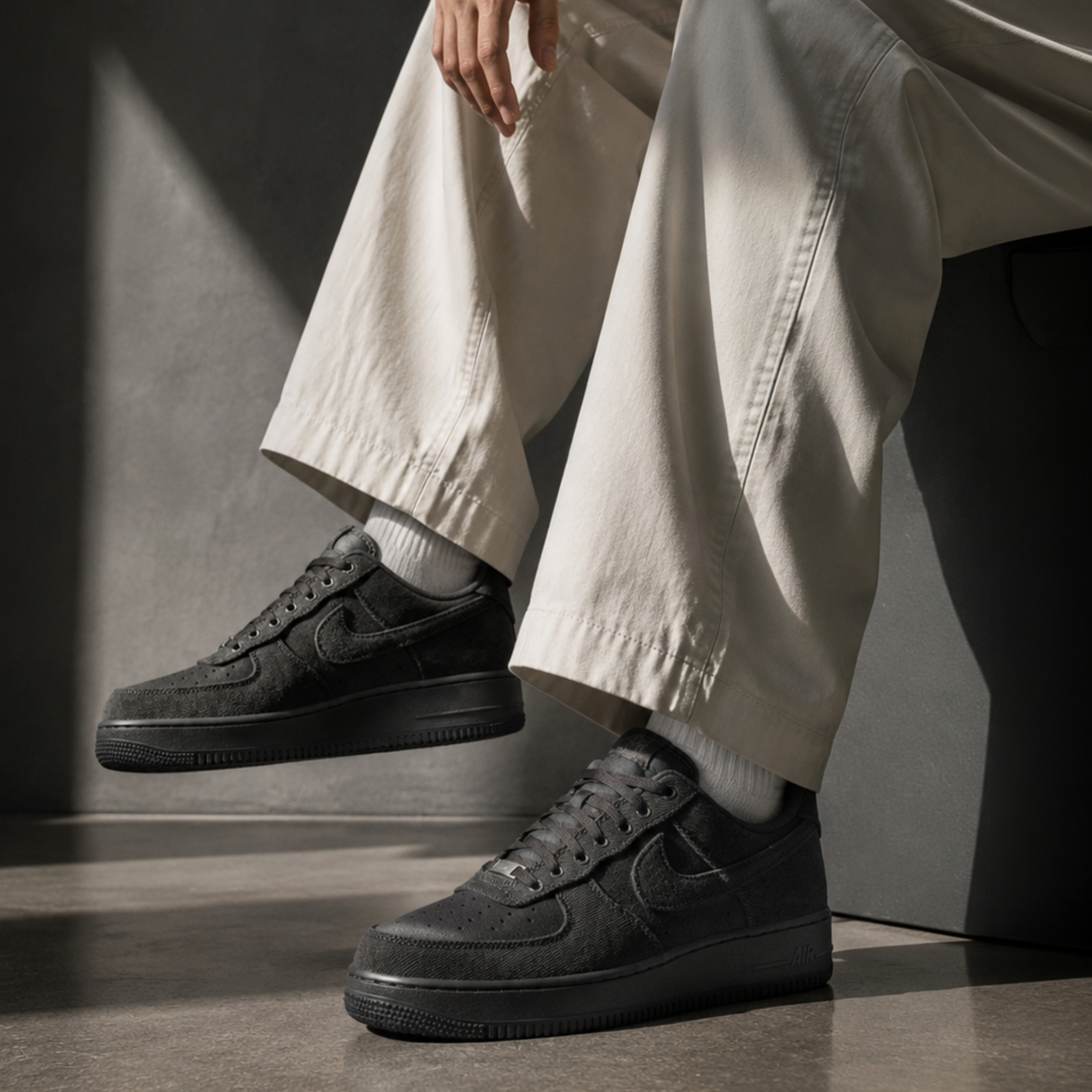 NICEDAY 代購 Nike Air Force 1 Low 黑 丹寧 牛仔 黑灰 鐵灰 復古 質感 IR0951-003