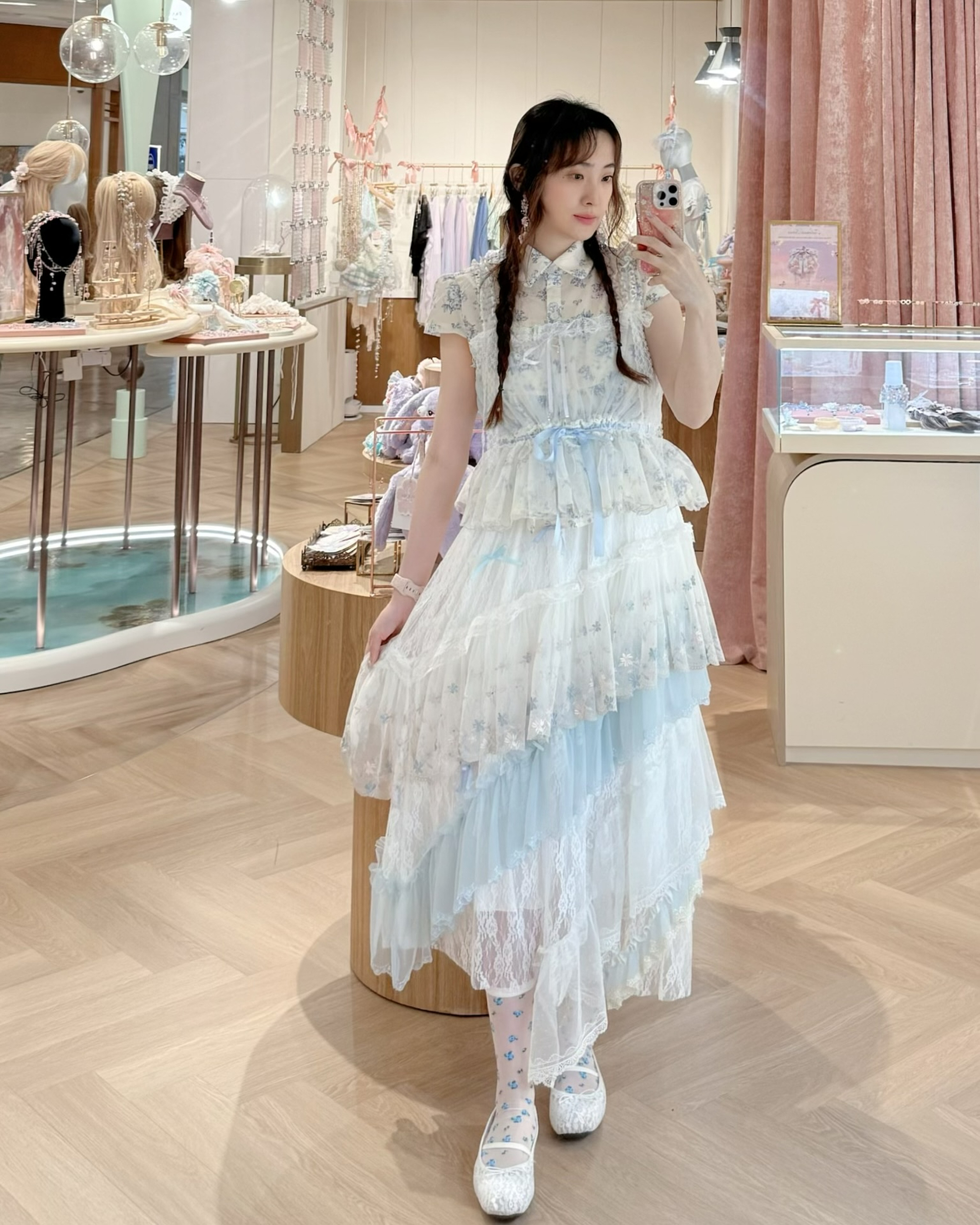 13875 Cascading Sloping Lace Ankle Skirt