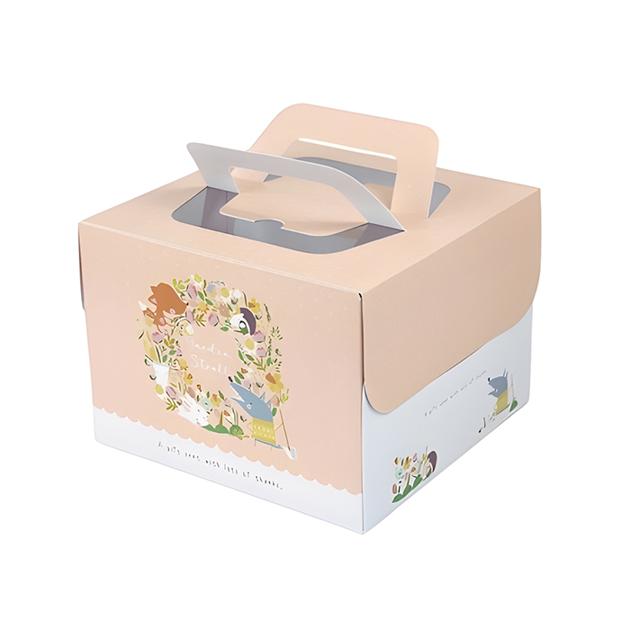 [預購] 四吋 / 4吋 手提蛋糕盒 花開散步 10入/包 16x16x12.5cm【3A06-116406】