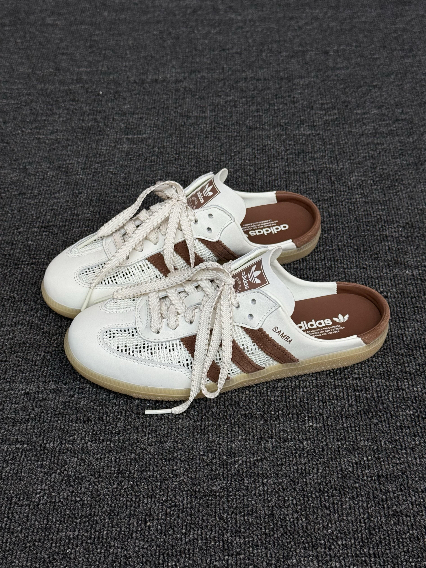 代購-ADIDAS ORIGINAL SAMBA MULE 奶油可可 焦糖底 編織設計 穆勒鞋 拖鞋 涼鞋 HP5050