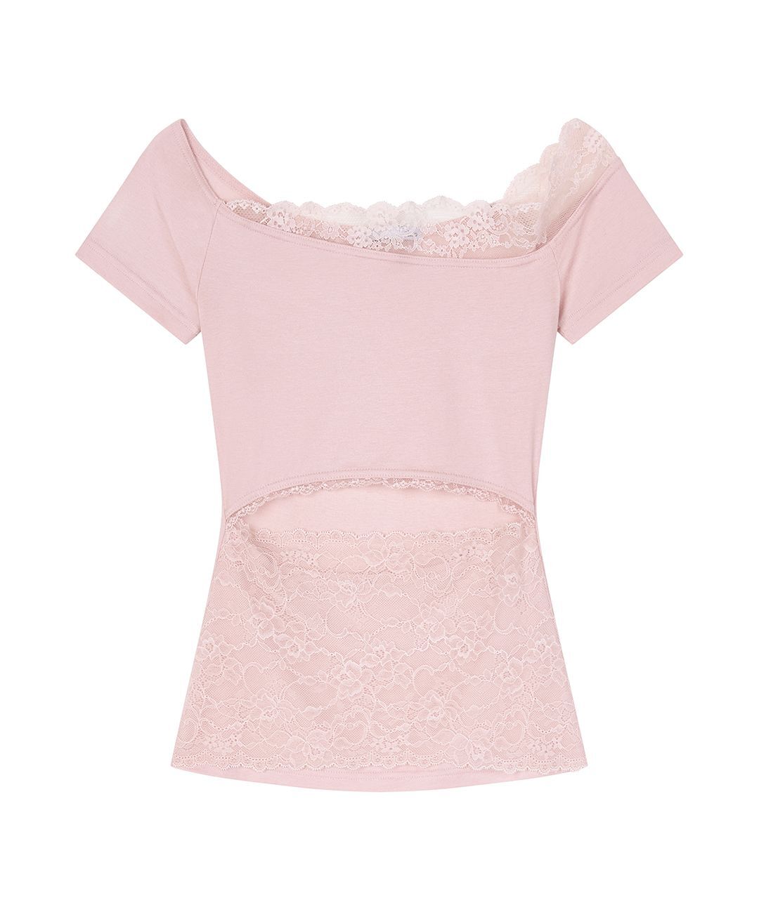 ILLIO Pink Lace Off-shoulder Top 26TO010PK