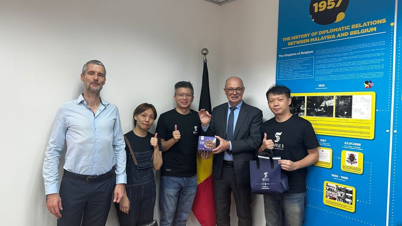 Waffle5 team with representatives from the Embassy of Belgium in Malaysia