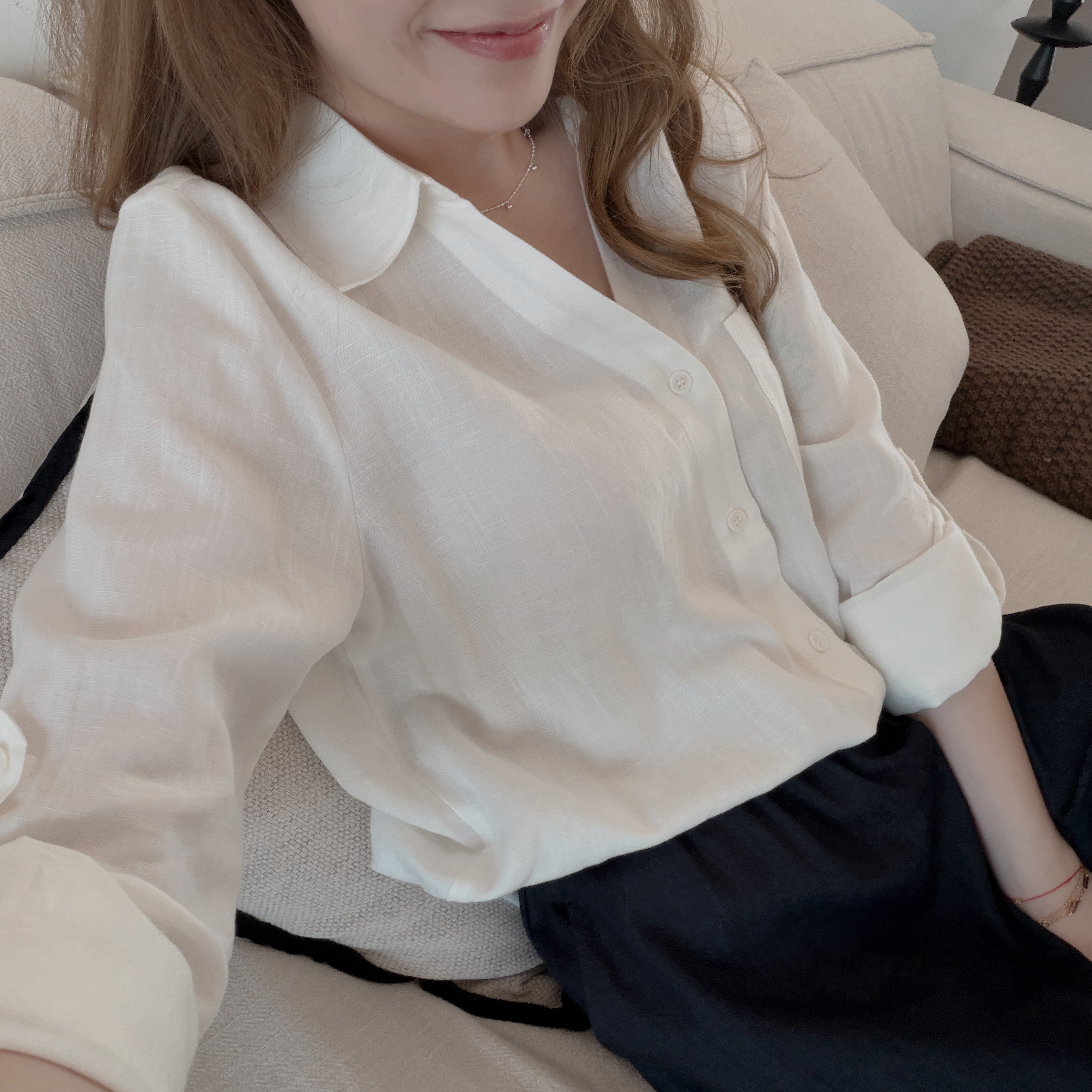 現貨 7509 天絲亞麻鬆弛感V領襯衫 [Premium Fabric]