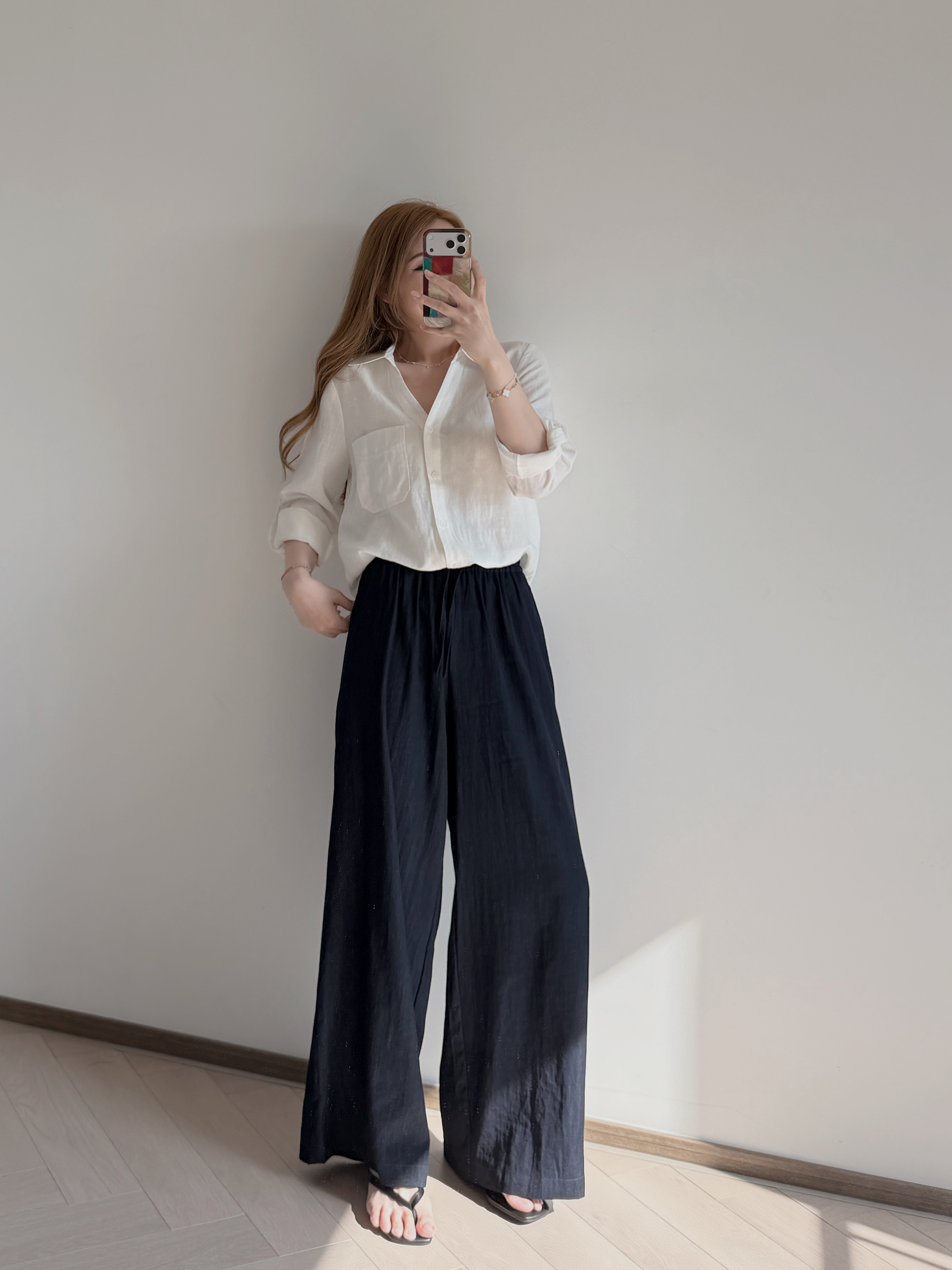現貨 7509 天絲亞麻鬆弛感V領襯衫 [Premium Fabric]