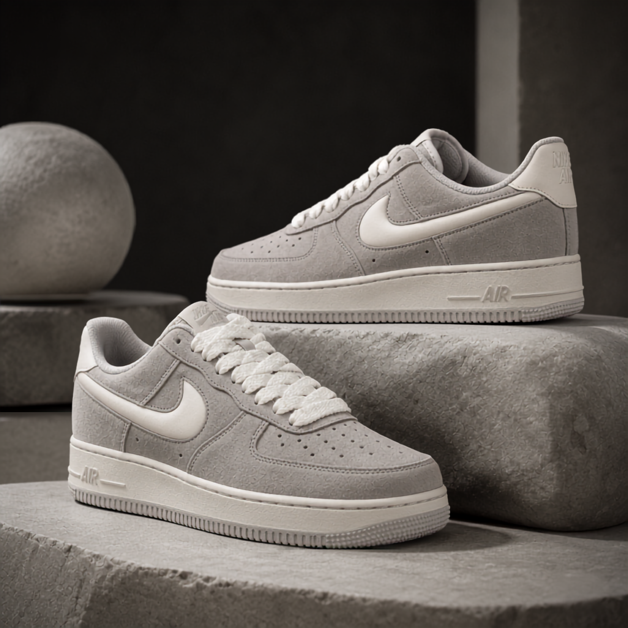 Nike Air Force 1 Low 立體勾 麂皮 米白灰 特殊款 IU7592078