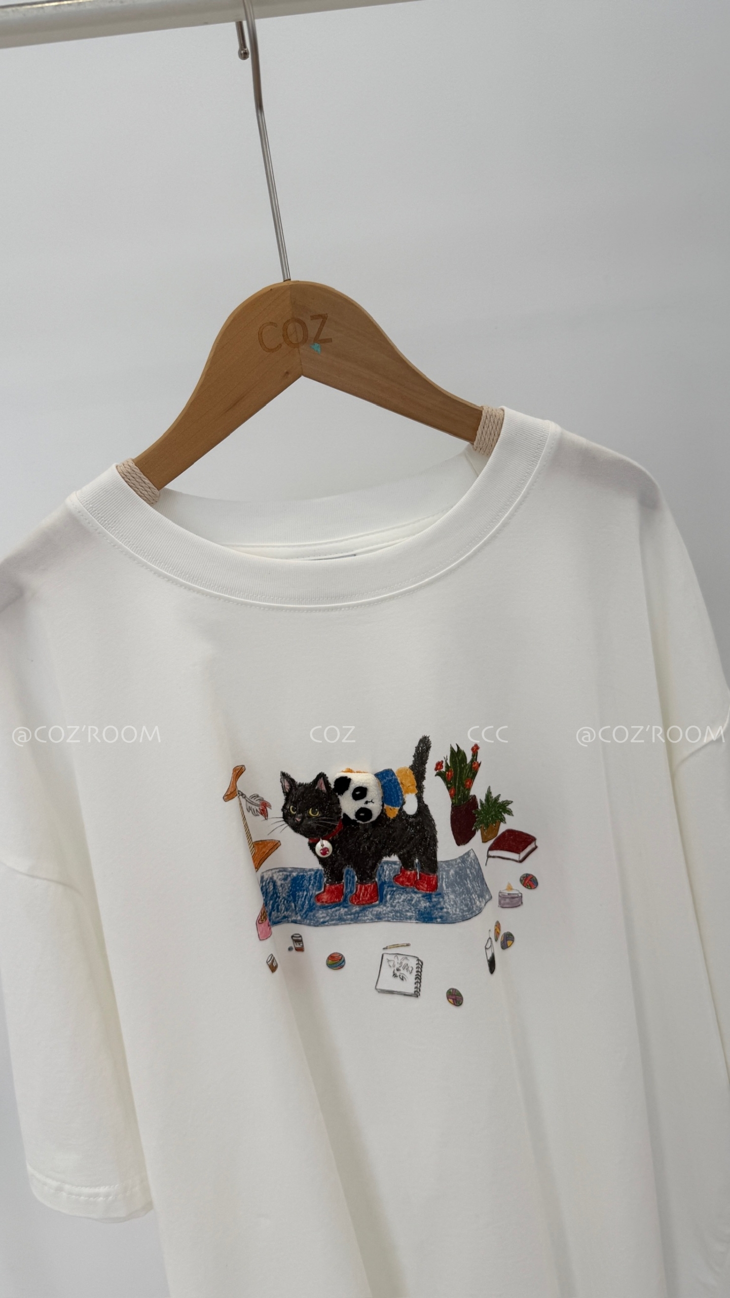 (現貨) 男女共穿 貓咪熊貓大大件涼感棉Tee _68000-11