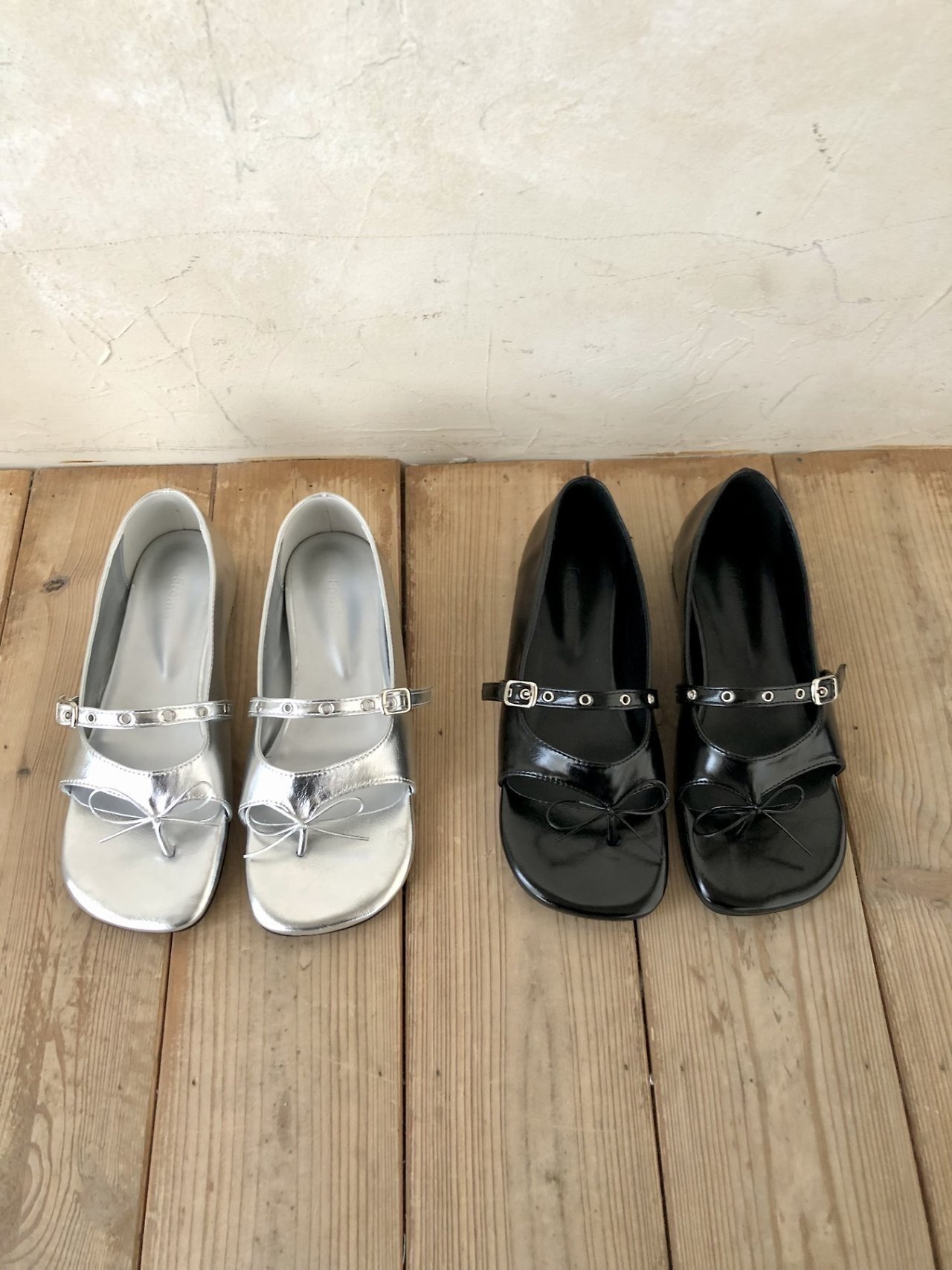 鉚釘+蝴蝶結Maryjane平底鞋/拖鞋 (2colors)  【Aug31截單】