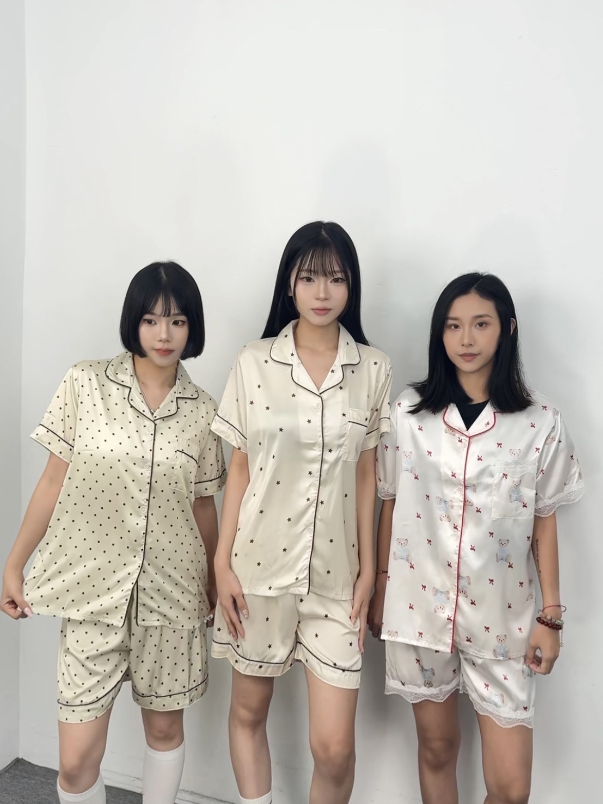 H02現貨冰絲涼感撞色睡衣套裝