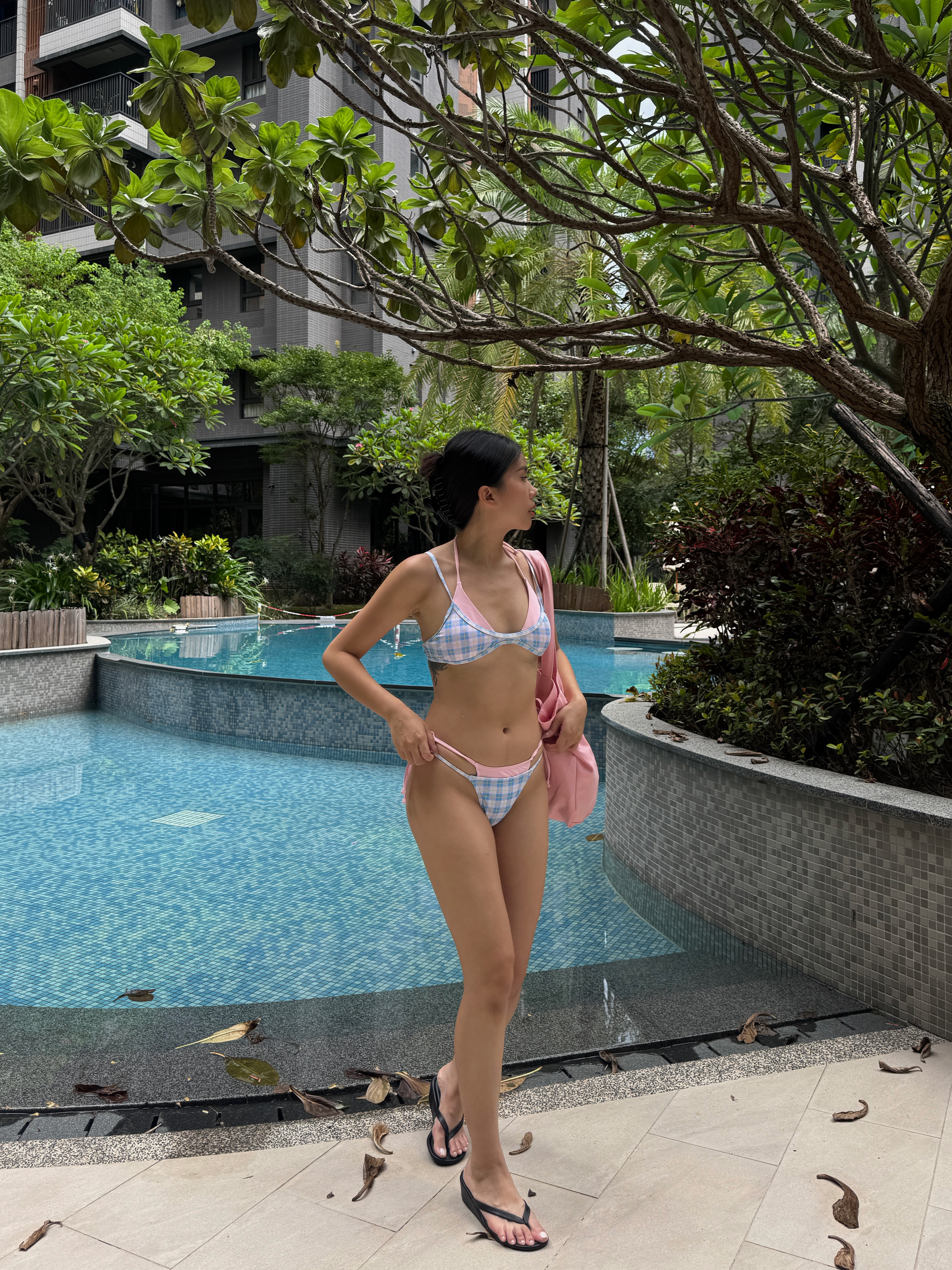 𝒩𝑒𝓌 𝒸𝑜𝓂𝒷𝑜🍦撞色格紋假兩件Bikini