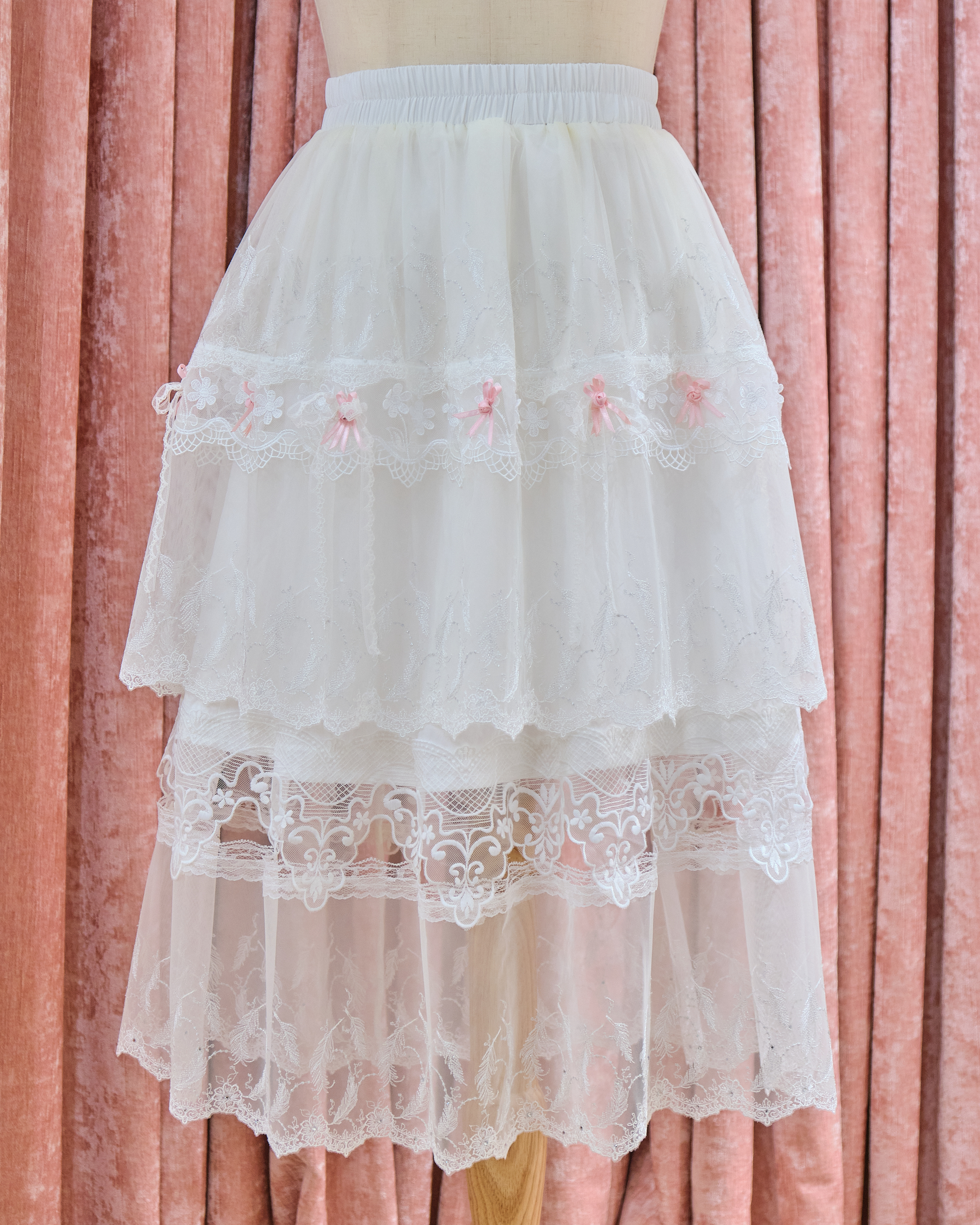 White Moonlight Tiered Lace Skirt