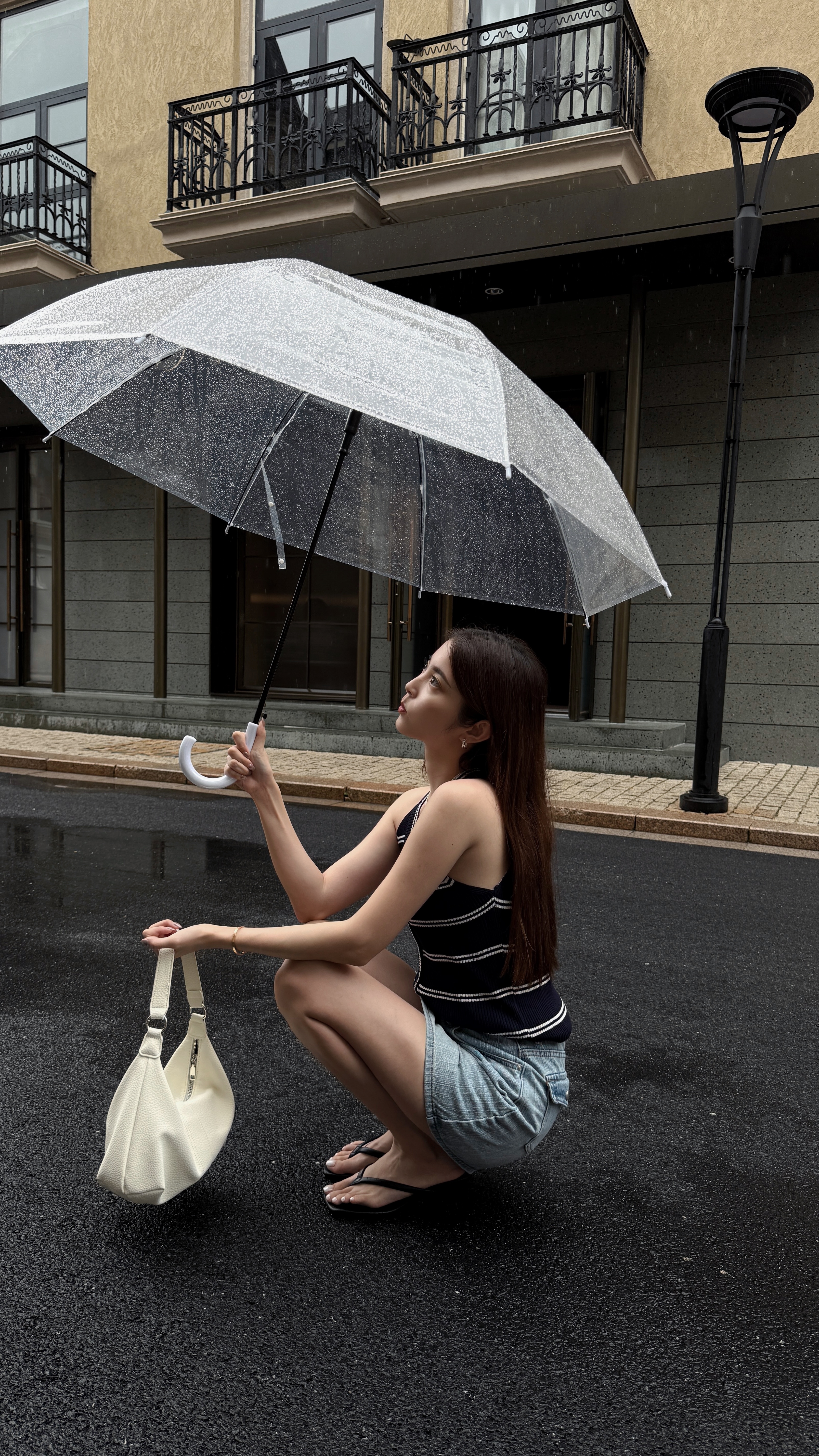 韓系條紋清爽削肩上衣 ( 2 colors )