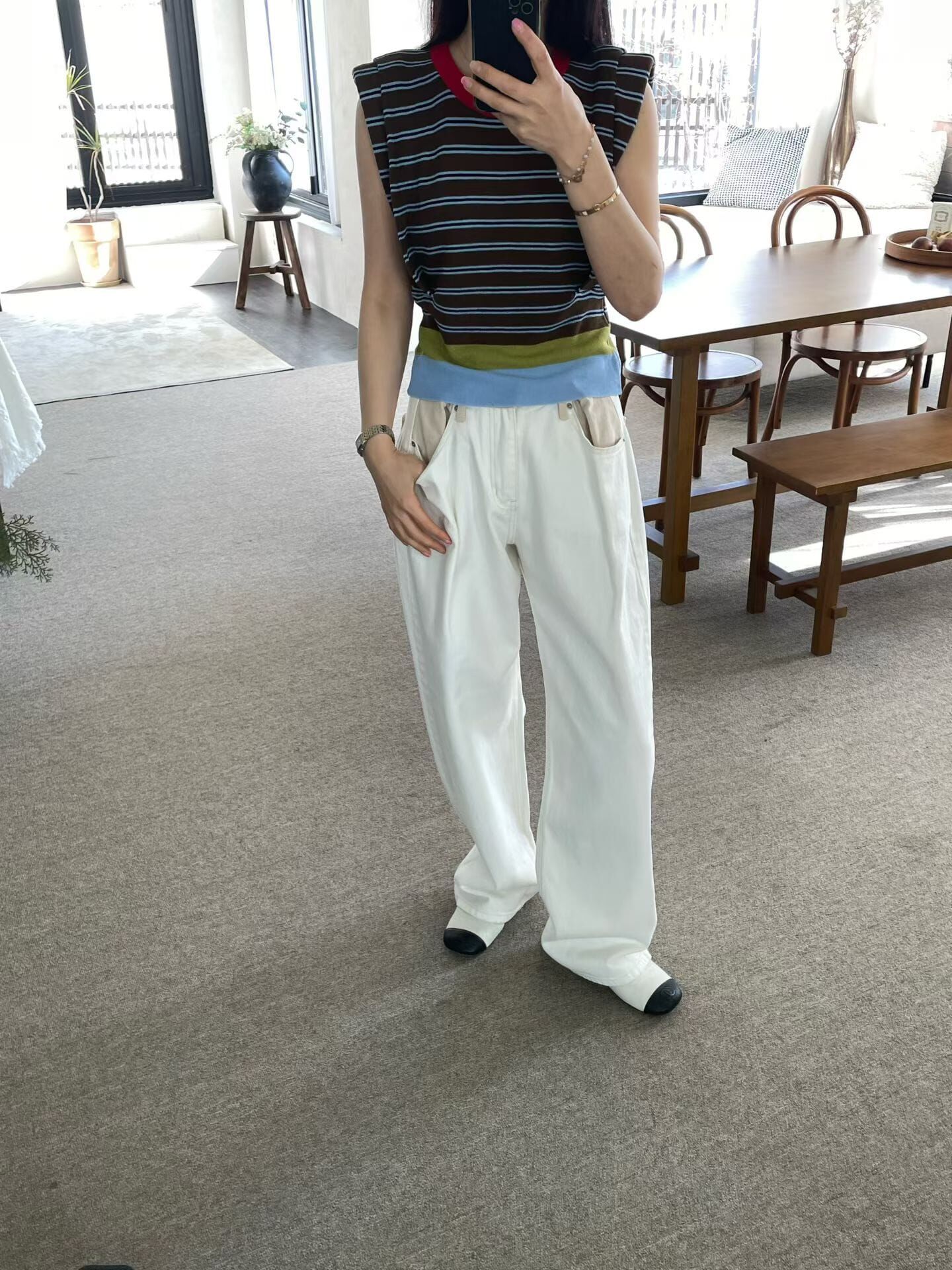 ED6425 杏色褲頭百搭長褲 *特價貨品不設退換*