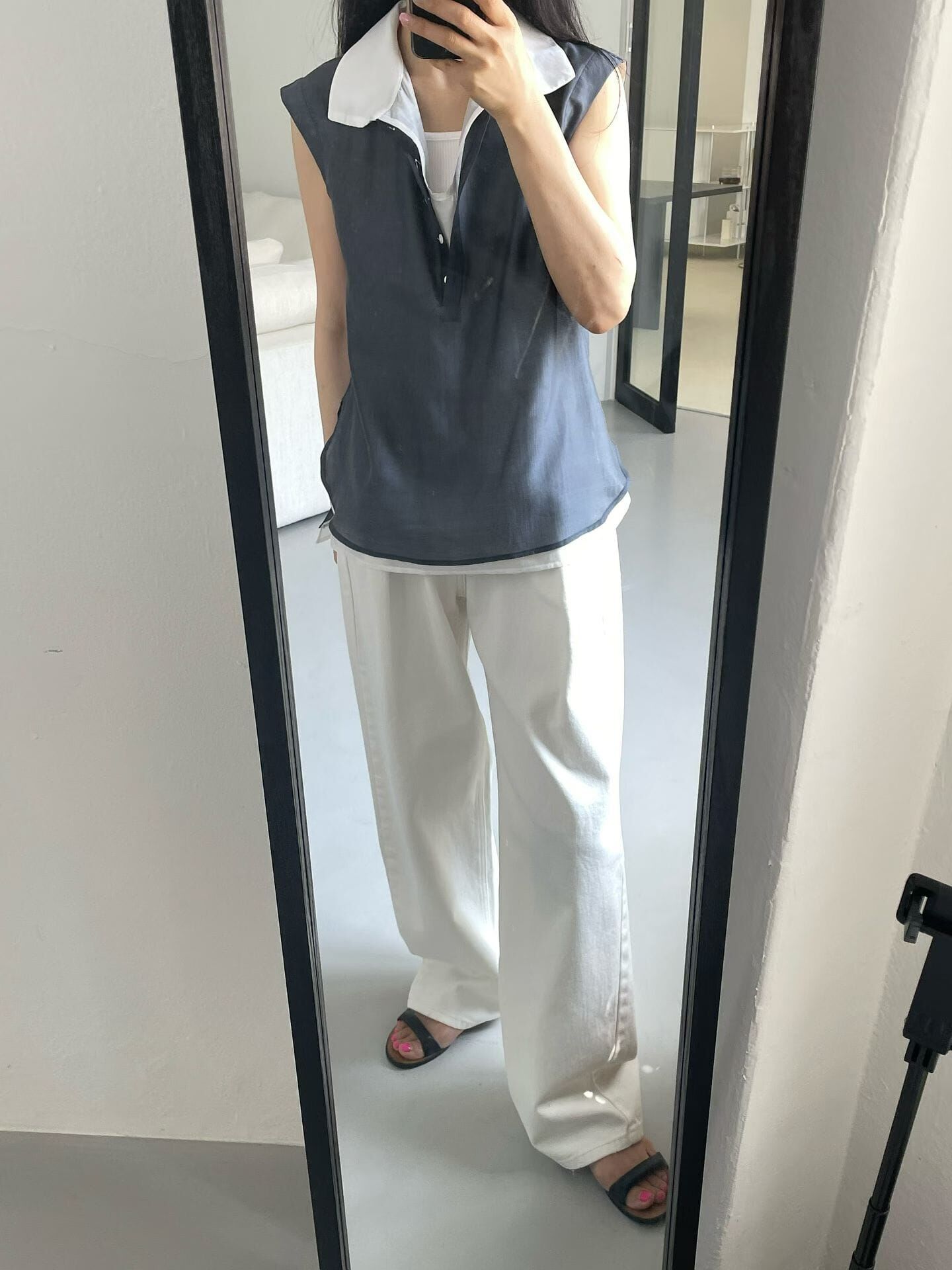 ED6432 天絲假兩件無袖背心 *特價貨品不設退換*