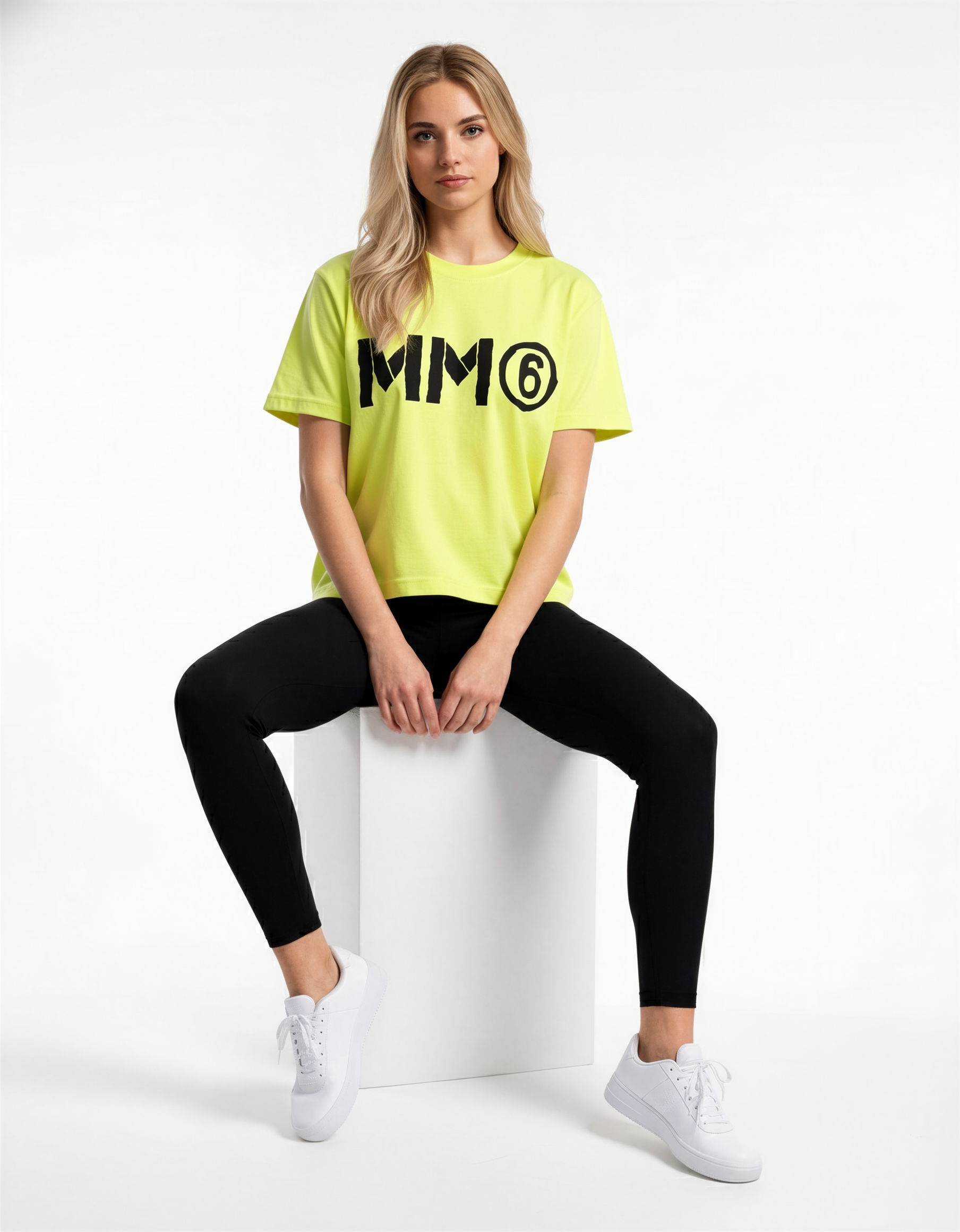 MM6 kids 螢光色字母 印花 Tee
